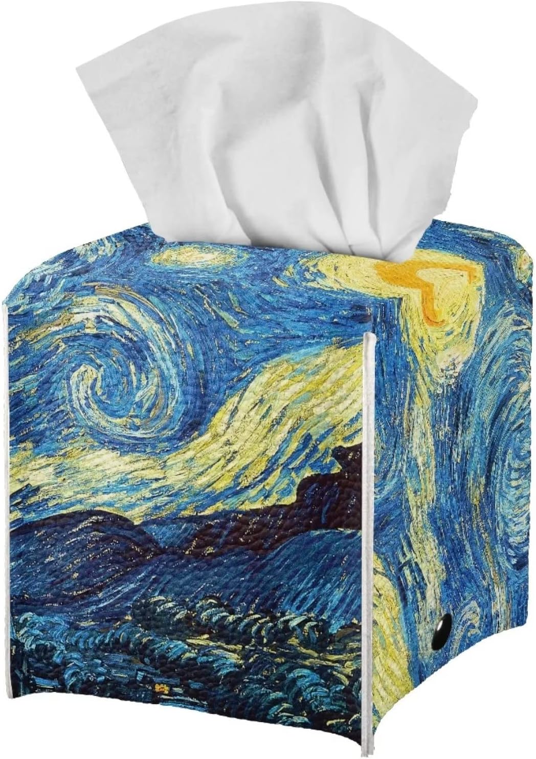 DISNIMO Van Gogh – Funda cuadrada de piel sintética para caja de pañuelos de noche estrellada, impermeable, decorativa, cuadrada, para mesa,