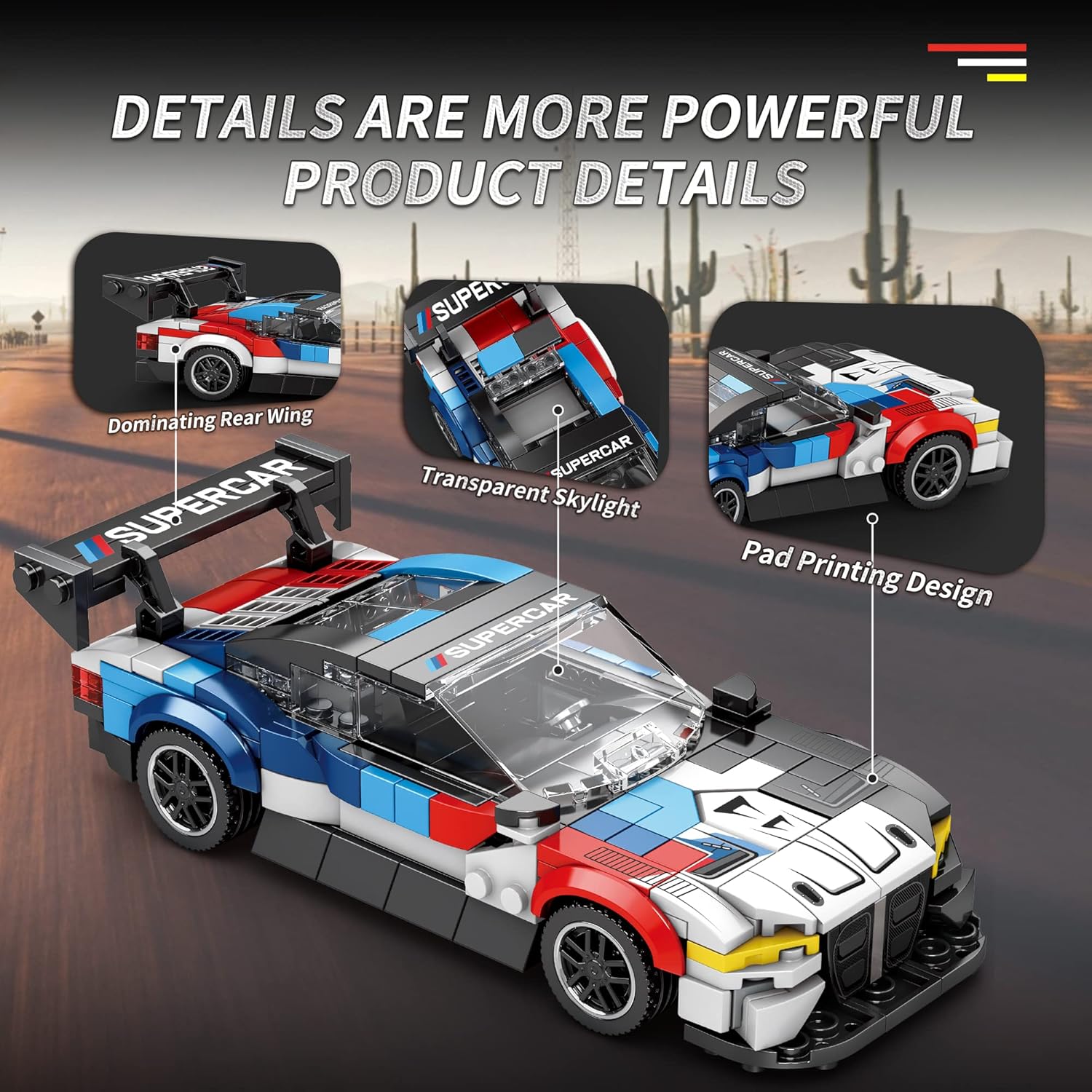 ZYLEGEN Juguetes de autos de carreras M4 GT3, kit de construcción de modelos de hiperauto, modelo de exhibición de vehículos de carreras