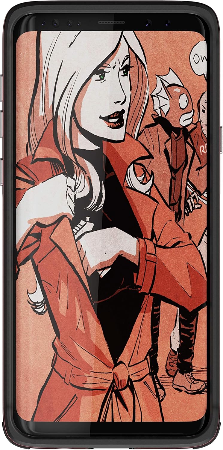 Ghostek Atomic – Funda delgada para Galaxy S9 Plus transparente con parachoques de metal espacial, súper resistente, protección a prueba de golpes,