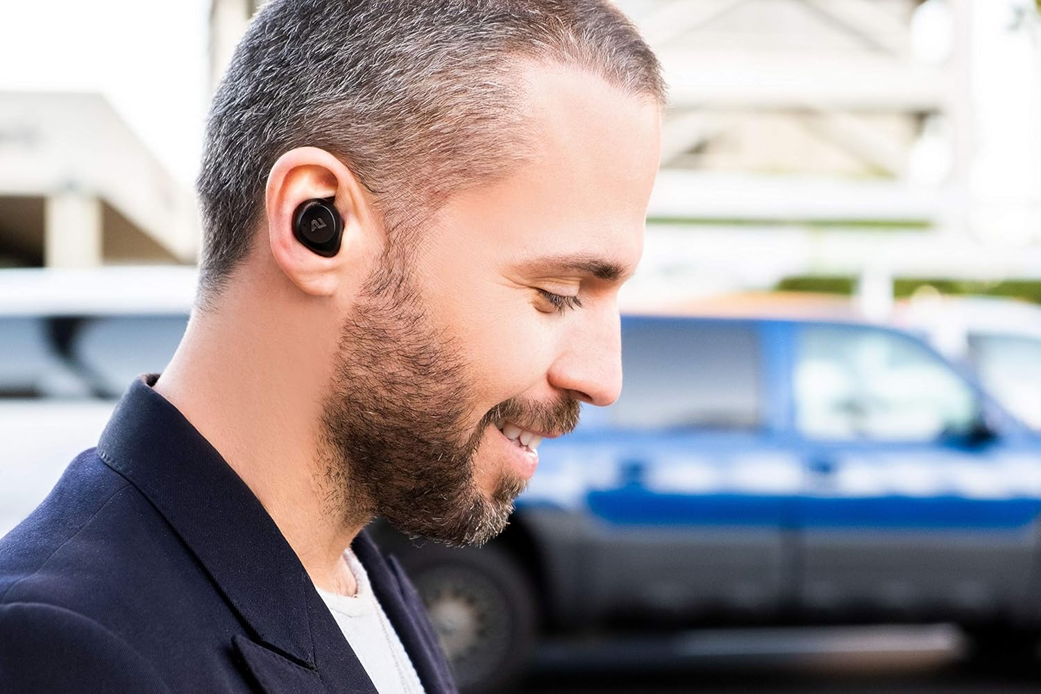 ausounds AU-Stream – Auriculares híbridos Bluetooth con cancelación activa de ruido híbridos con controles táctiles, funda de carga inalámbrica y