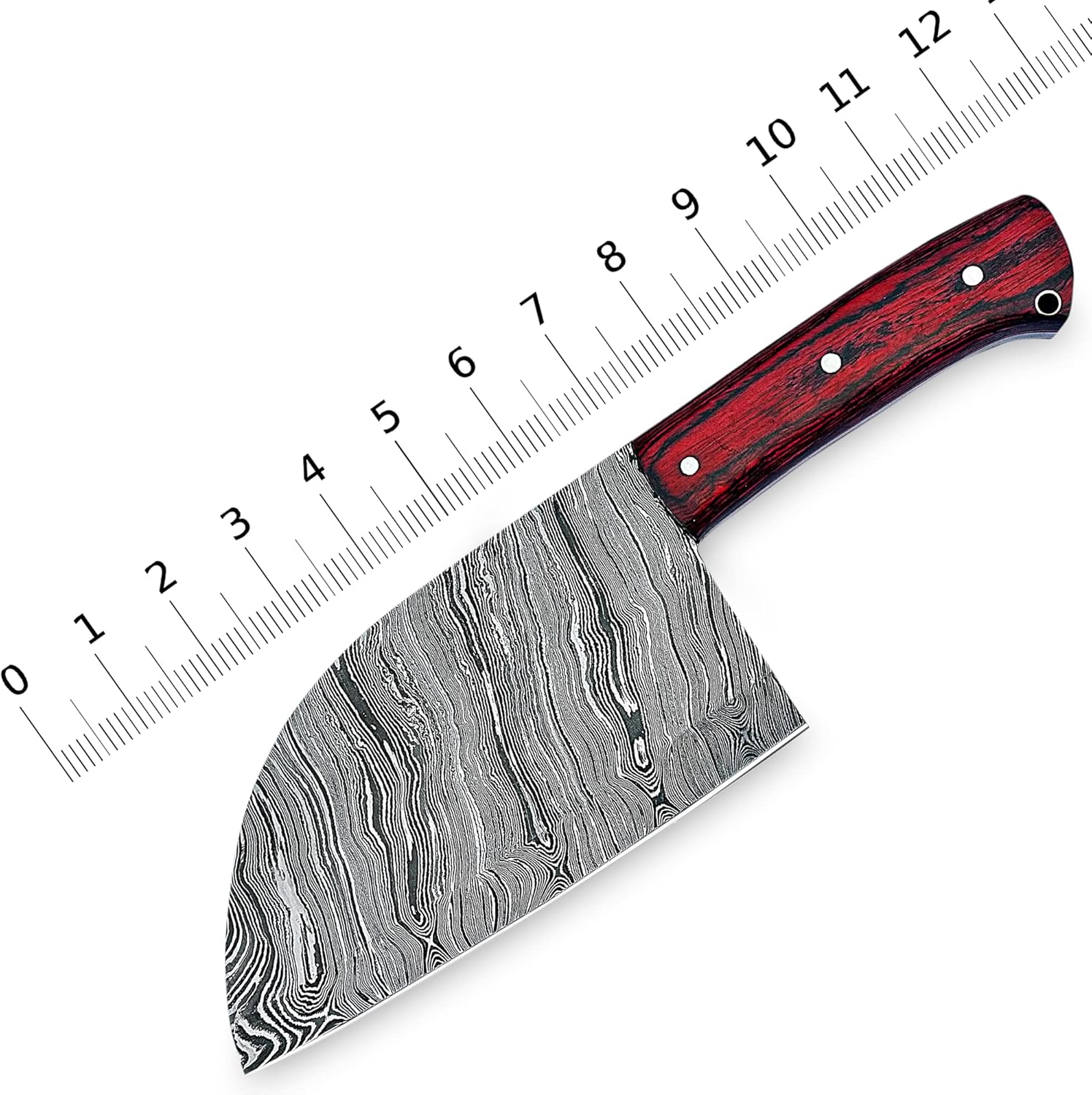 ColdLand – Cuchillo de carnicero de damasco, cuchillo de carnicero forjado a mano, cuchillo de cortar verduras con funda de cuero para cocina,