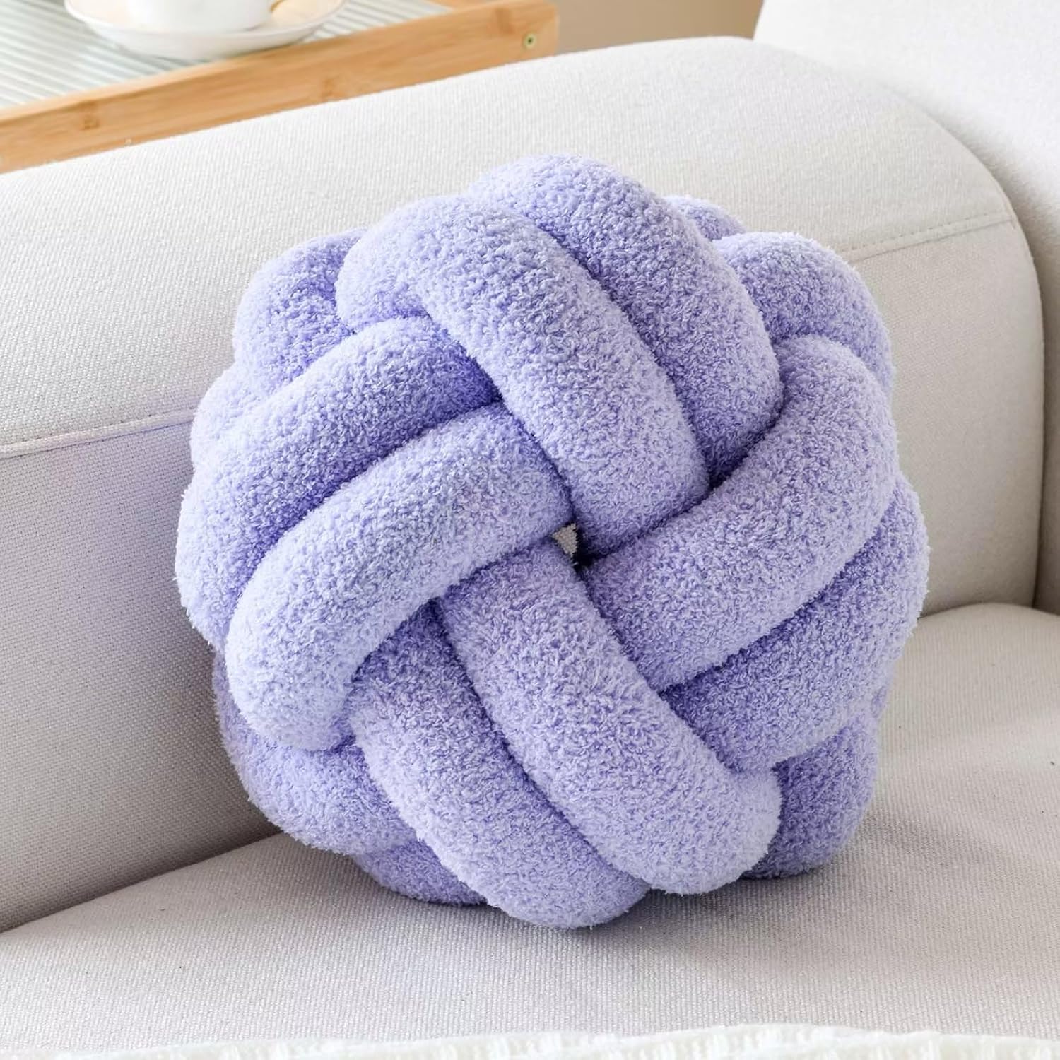 VBGYA Almohadas decorativas de 8 pulgadas con nudo, almohadas decorativas de lavanda de 8 pulgadas, almohadas pequeñas y redondas de felpa anudadas,