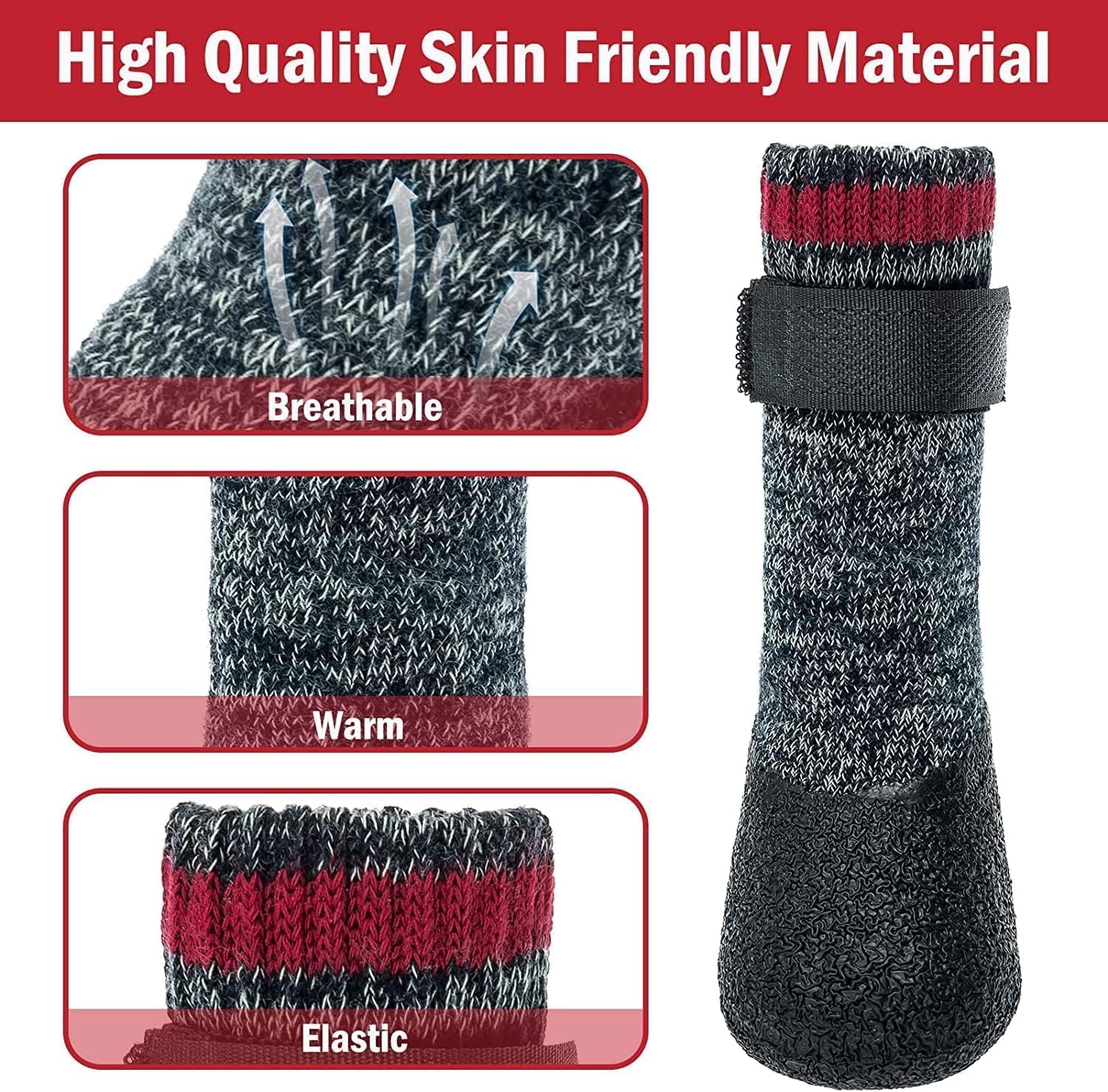 Mihachi Calcetines para perros, suela de goma, protectores de patas con correas, control de tracción, antideslizantes, impermeables, protectores de