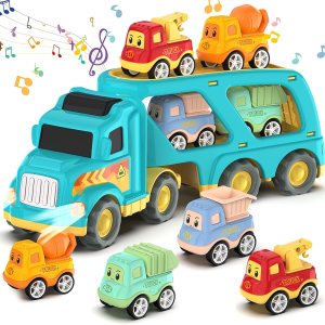 Moritakk Camión de construcción para niños y niñas de 3, 4, 5, 6, 7 años, transporte 5 en 1, vehículos urbanos de transporte, juguetes para niños de Moritakk Camión de construcción para niños y niñas de 3, 4, 5, 6, 7 años, transporte 5 en 1, vehículos urbanos de transporte, juguetes para niños de