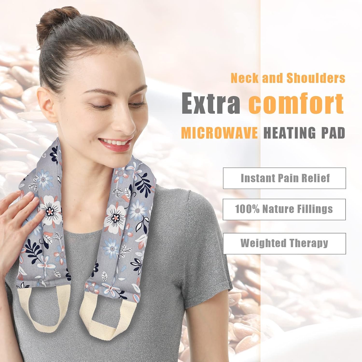 UNCN Almohadilla térmica larga para cuello y hombros para espalda, 31 x 5.9 pulgadas, apto para microondas, paquete de calor húmedo grande, compresa