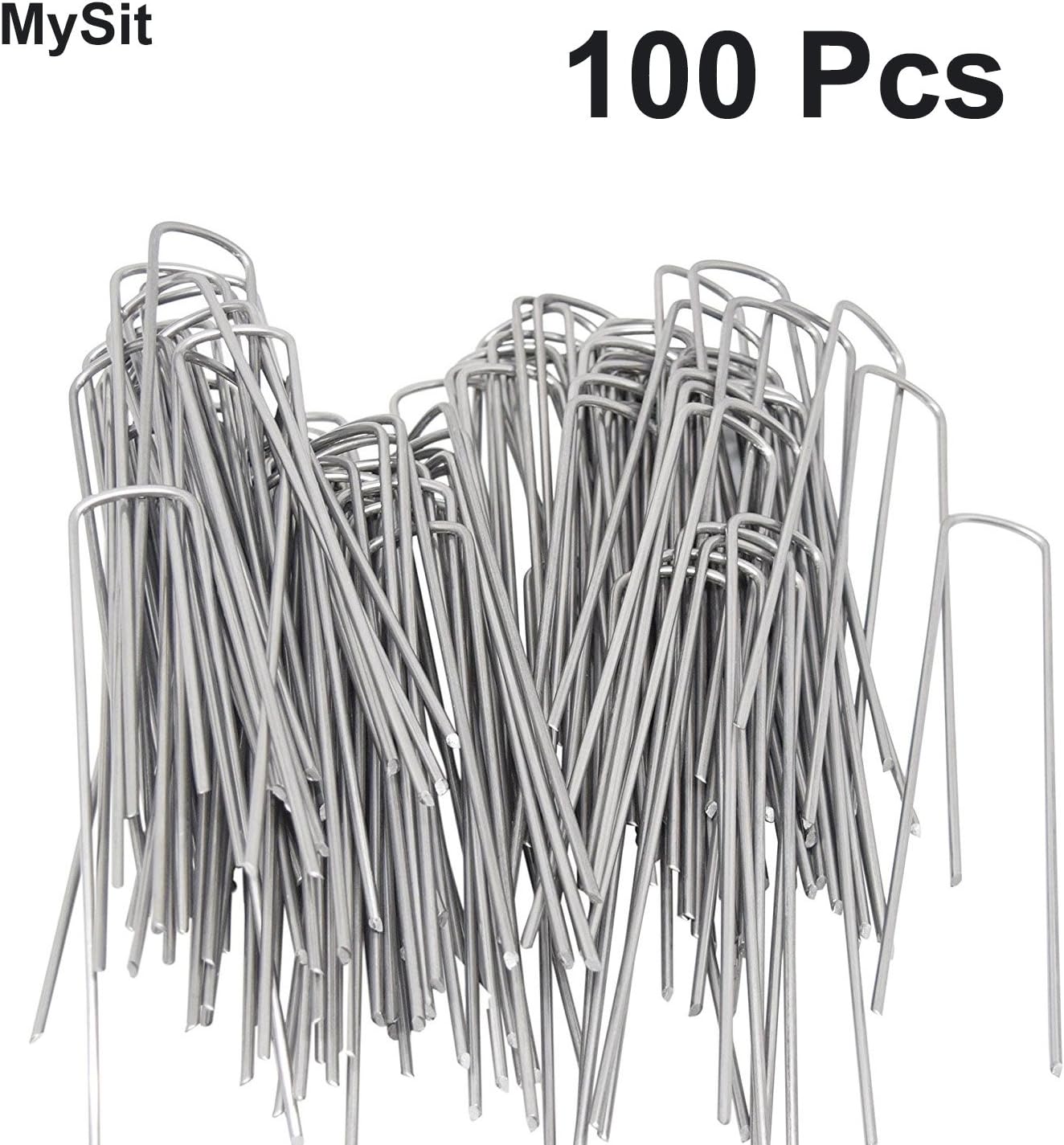 100 estacas de césped galvanizado de 6 pulgadas para jardín, césped y paisaje, grapas de tela resistente calibre 11 de acero antioxidante para