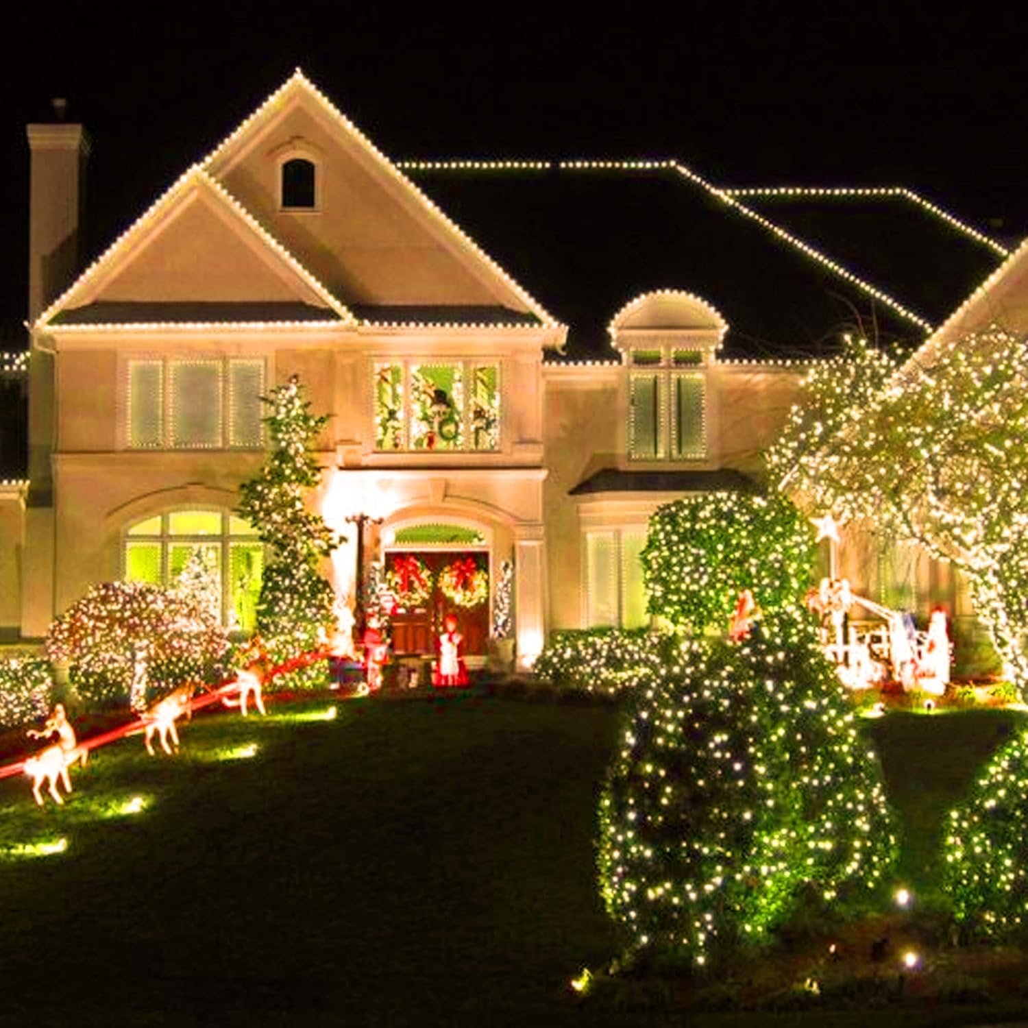 Dazzle Bright 50 luces LED de Navidad que funcionan con bateo, mini tira de luces impermeables de 16 pies con 8 modos para Navidad, interiores,
