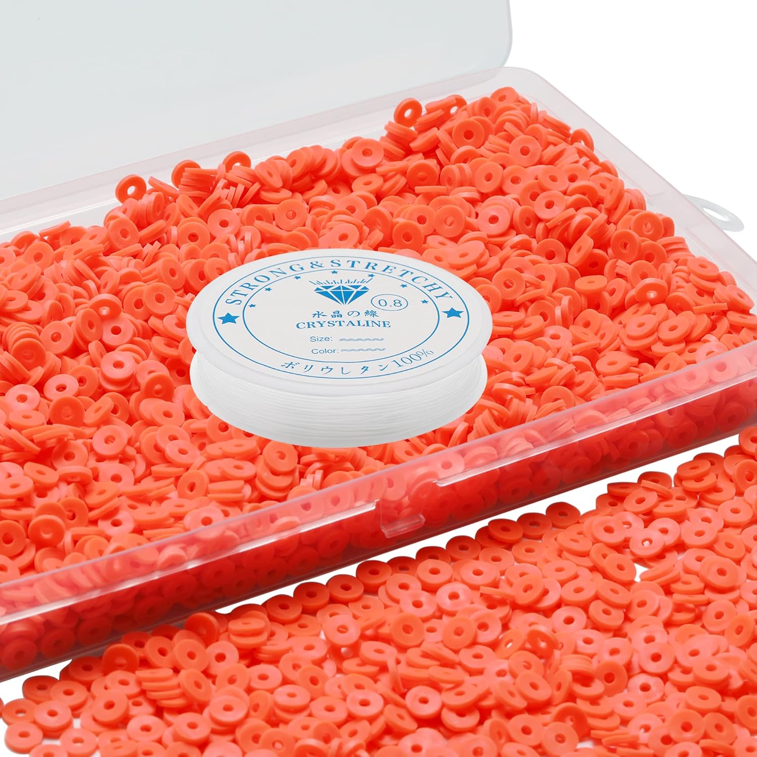 4000 cuentas de arcilla naranja para hacer pulseras, cuentas planas espaciadoras de polímero, bricolaje para joyería, collares, aretes, kit de