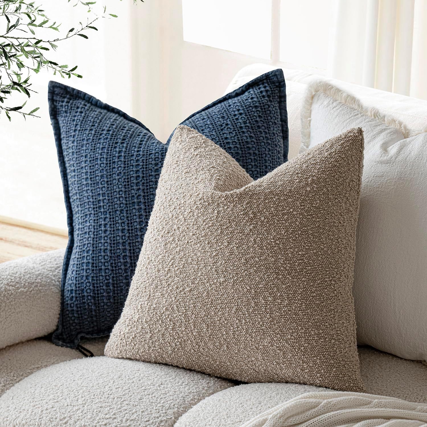 Foindtower Fundas de almohada texturizadas con diseño de boucle, fundas de almohada sólidas, acogedoras, suaves, decorativas, para silla, sofá,