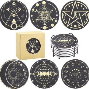 Posavasos de bruja para bebidas, decoración de bruja de cocina, decoración gótica del hogar, regalos para mujeres, juego divertido de 6 piezas con Posavasos de bruja para bebidas, decoración de bruja de cocina, decoración gótica del hogar, regalos para mujeres, juego divertido de 6 piezas con
