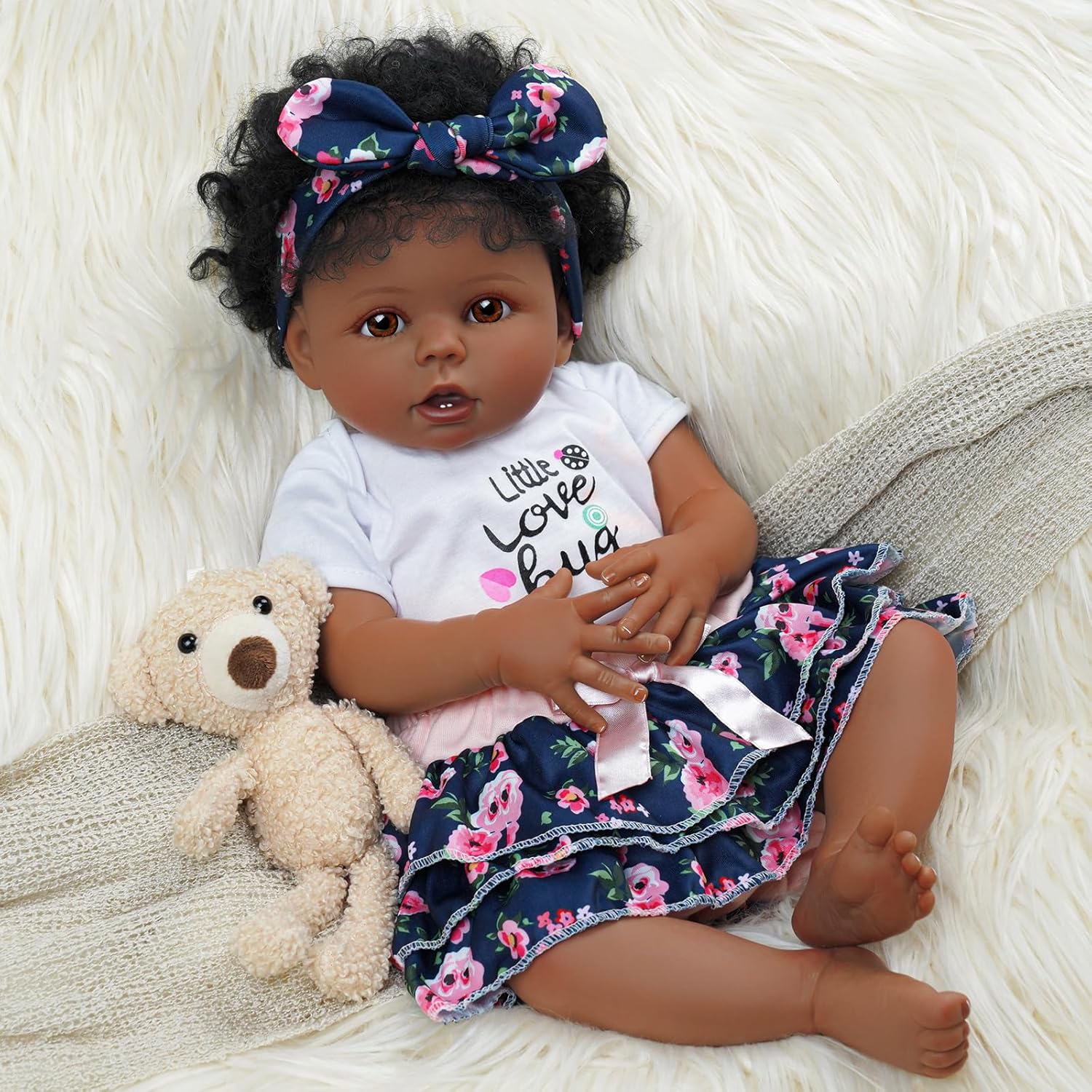 Muñecas de bebé Reborn negras con cuerpo suave realista, muñeca afroamericana realista recién nacida de 20 pulgadas, el mejor juego de regalo de