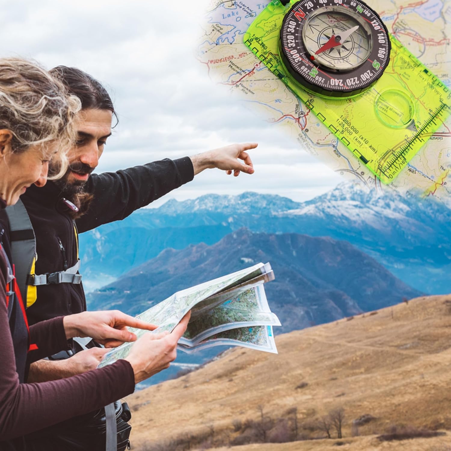 Orienteering Compass Hiking Survival Navigation Compass, Advanced Scout Compass Camping Professional Multifunctional Boy Scout Compass for Kids, Map
