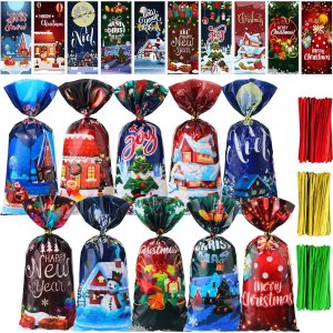 200 bolsas de dulces de celofán de Navidad a granel, bolsas de palomitas de maíz, bolsas de plástico de Papá Noel, sombrero de Navidad, muñeco de 200 bolsas de dulces de celofán de Navidad a granel, bolsas de palomitas de maíz, bolsas de plástico de Papá Noel, sombrero de Navidad, muñeco de