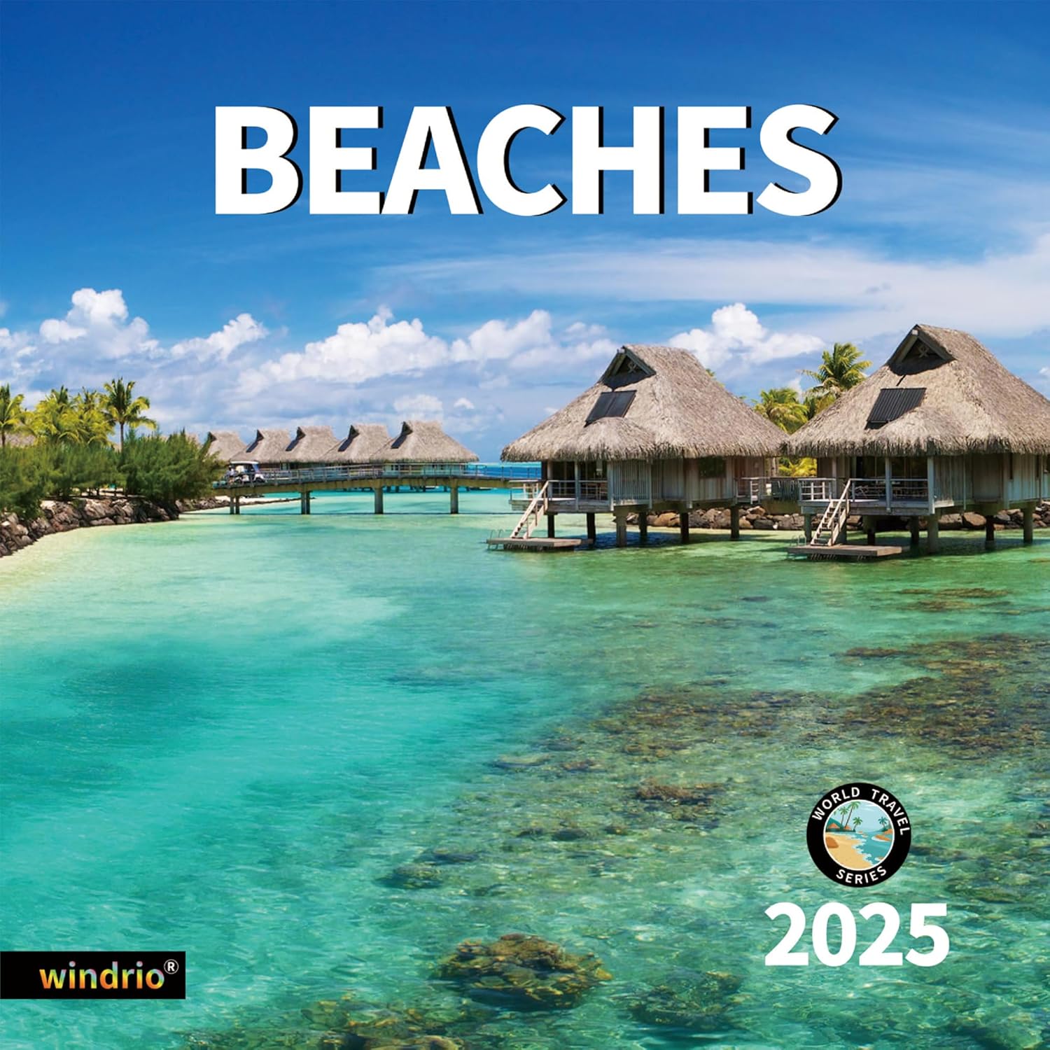 Calendario de pared 2024 2025, julio de 2024 a diciembre de 2025, calendario de pared de playas, 12 x 24 pulgadas abierto, página completa, papel