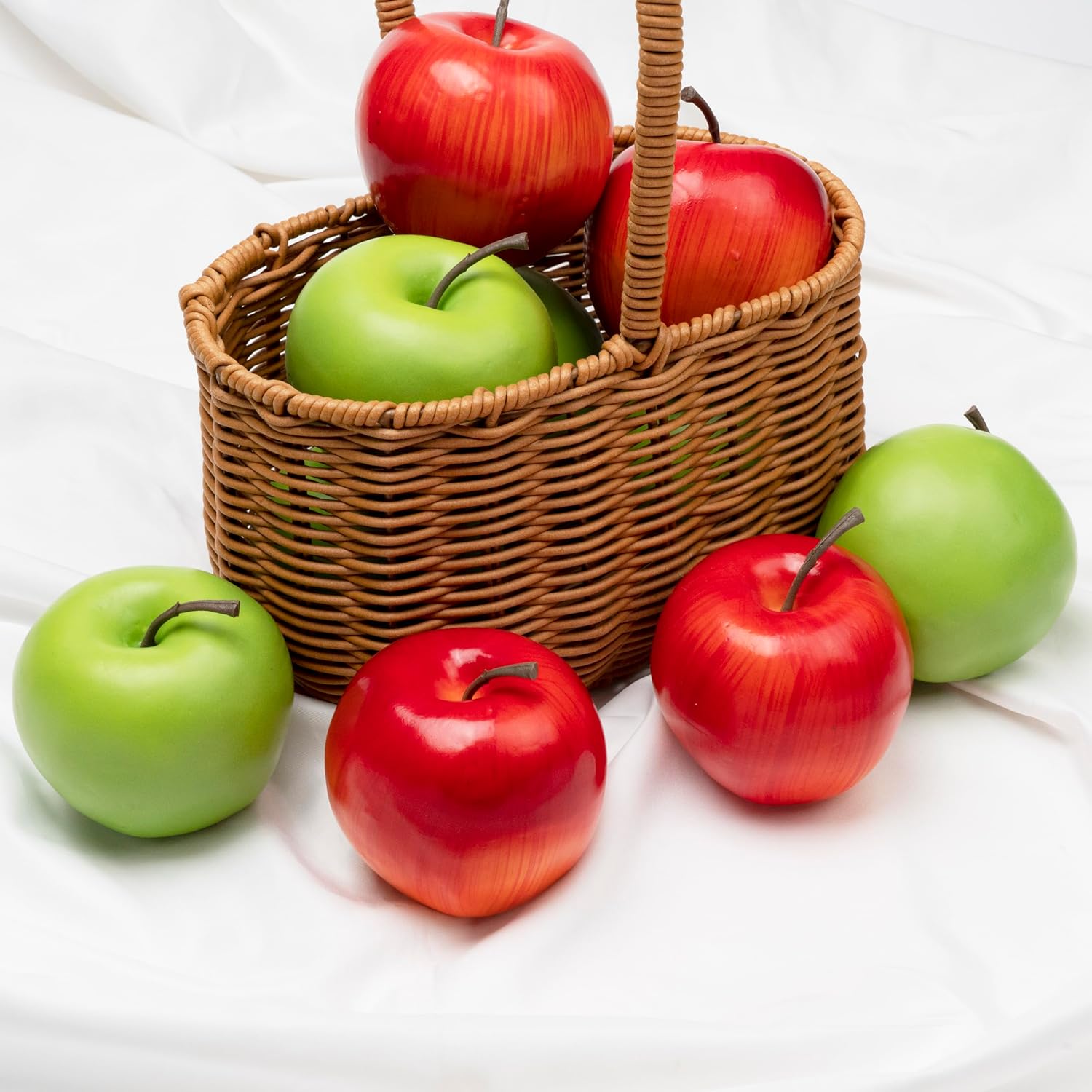 12 manzanas falsas de 8 pulgadas para decoración de manzanas de plástico realistas para decoración del hogar y la cocina (rojo)