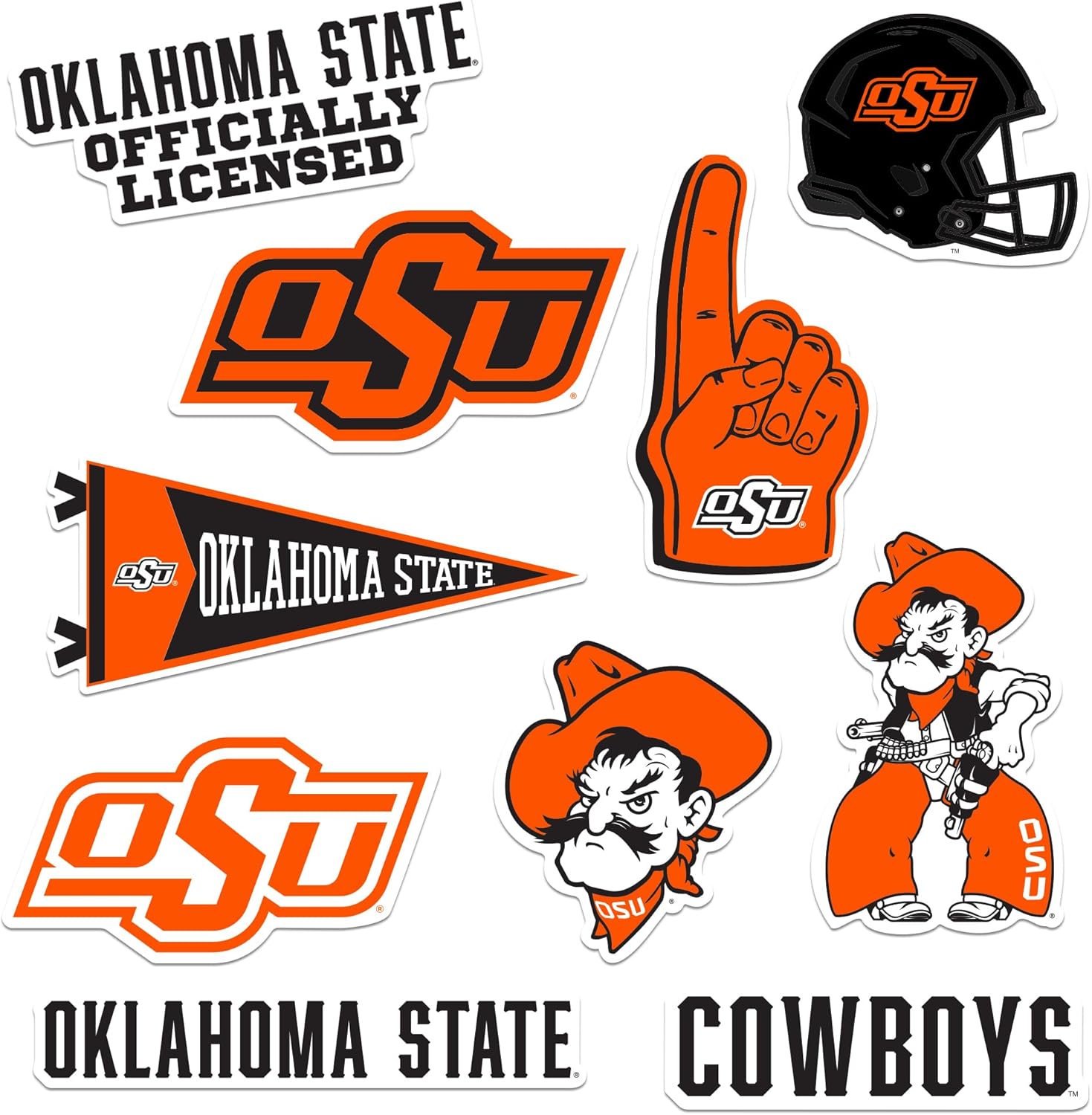 Oklahoma State University – Juego de 9 calcomanías de vinilo grandes de lujo de 9 quilates, para laptop, botella de agua, álbumes de recortes,