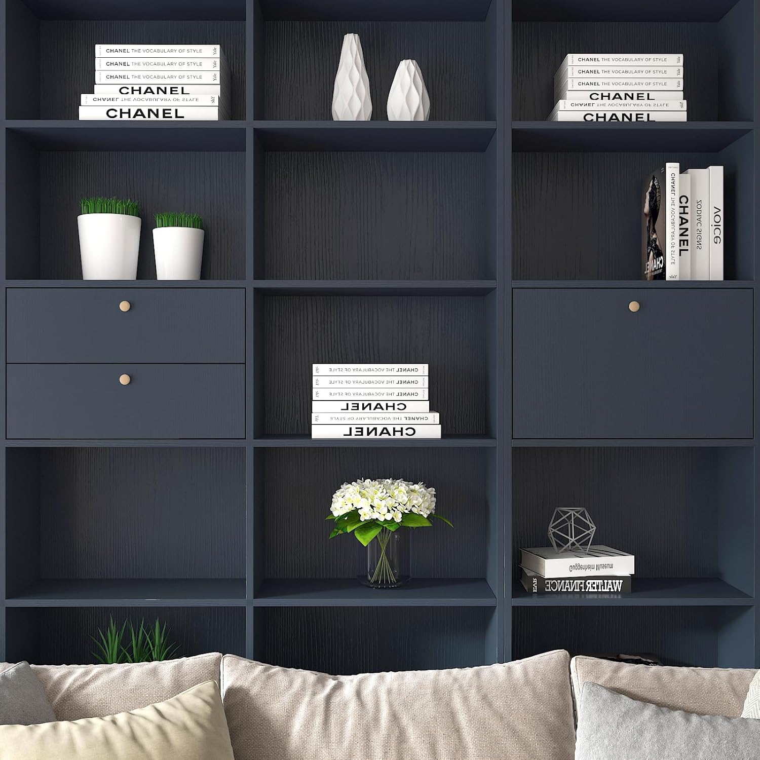 CHIHUT Papel tapiz de madera azul marino de 17.7 x 236 pulgadas, papel de contacto de madera azul, autoadhesivo, extraíble, papel de pared de vinilo