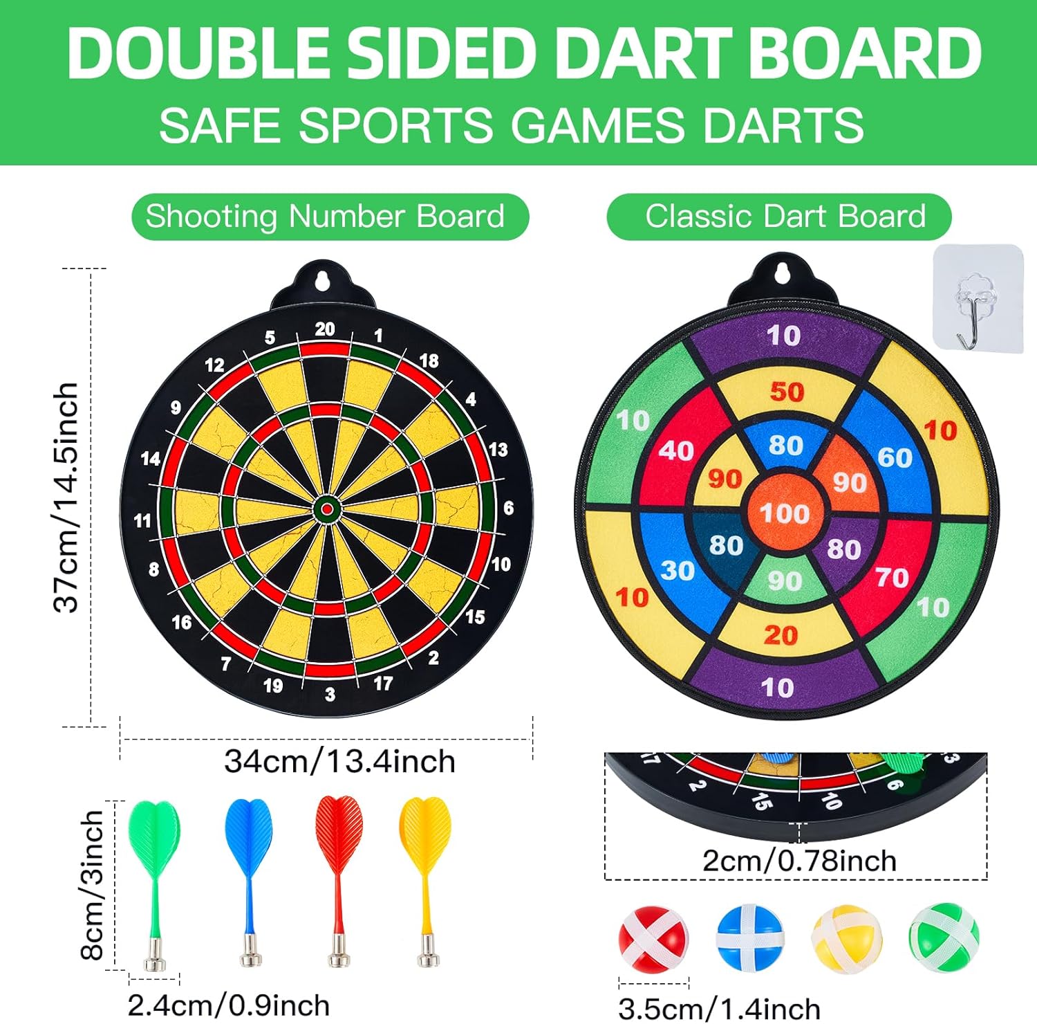 Tablero magnético de dardos de doble cara  con 12 bolas adhesivas y dardos magnéticos, para niños, diversión para fiestas en interiores y