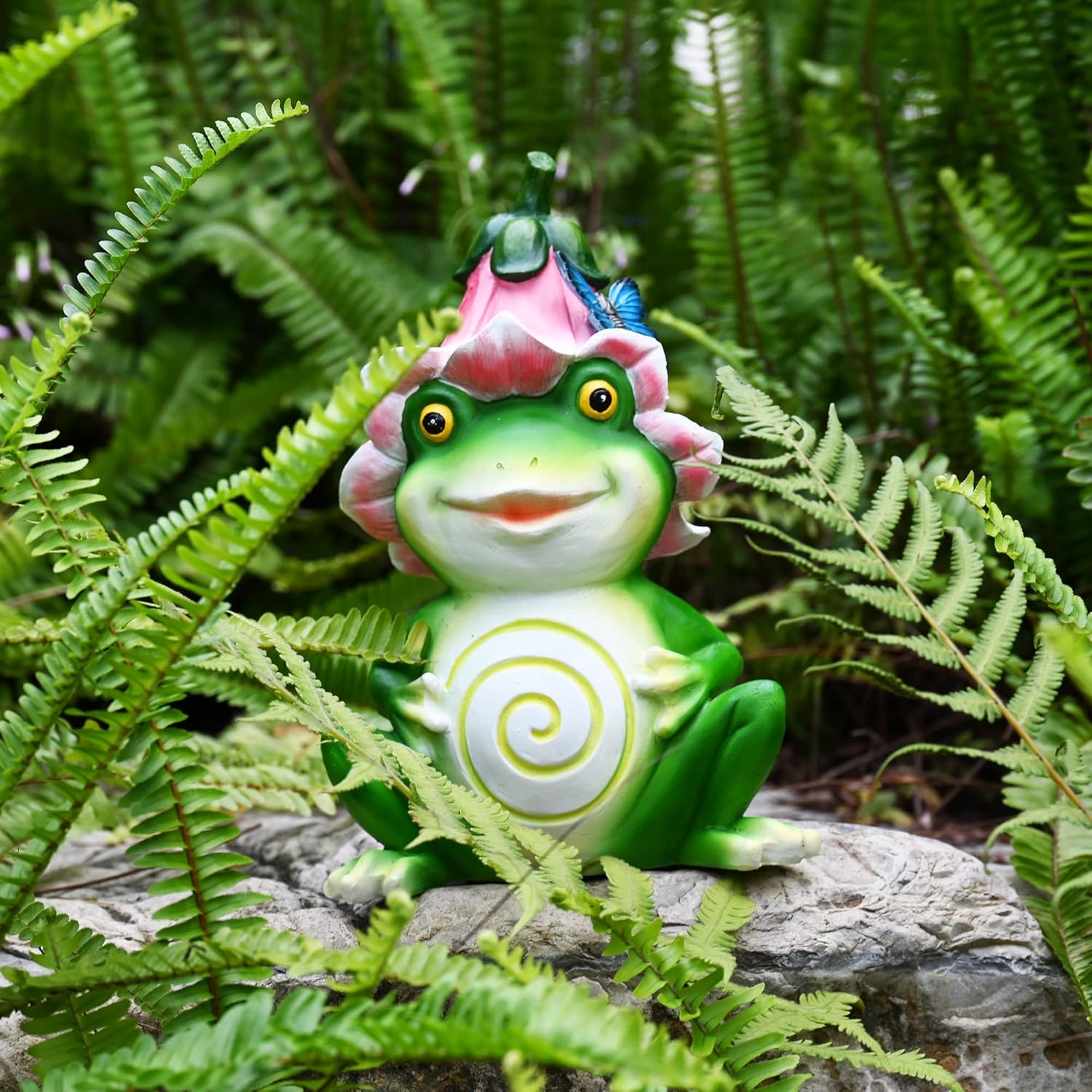 WENYLE Figura de rana para decoración de jardín, estatuas de ranas de flores para jardín al aire libre, perfectas para regalo de arte de patio,