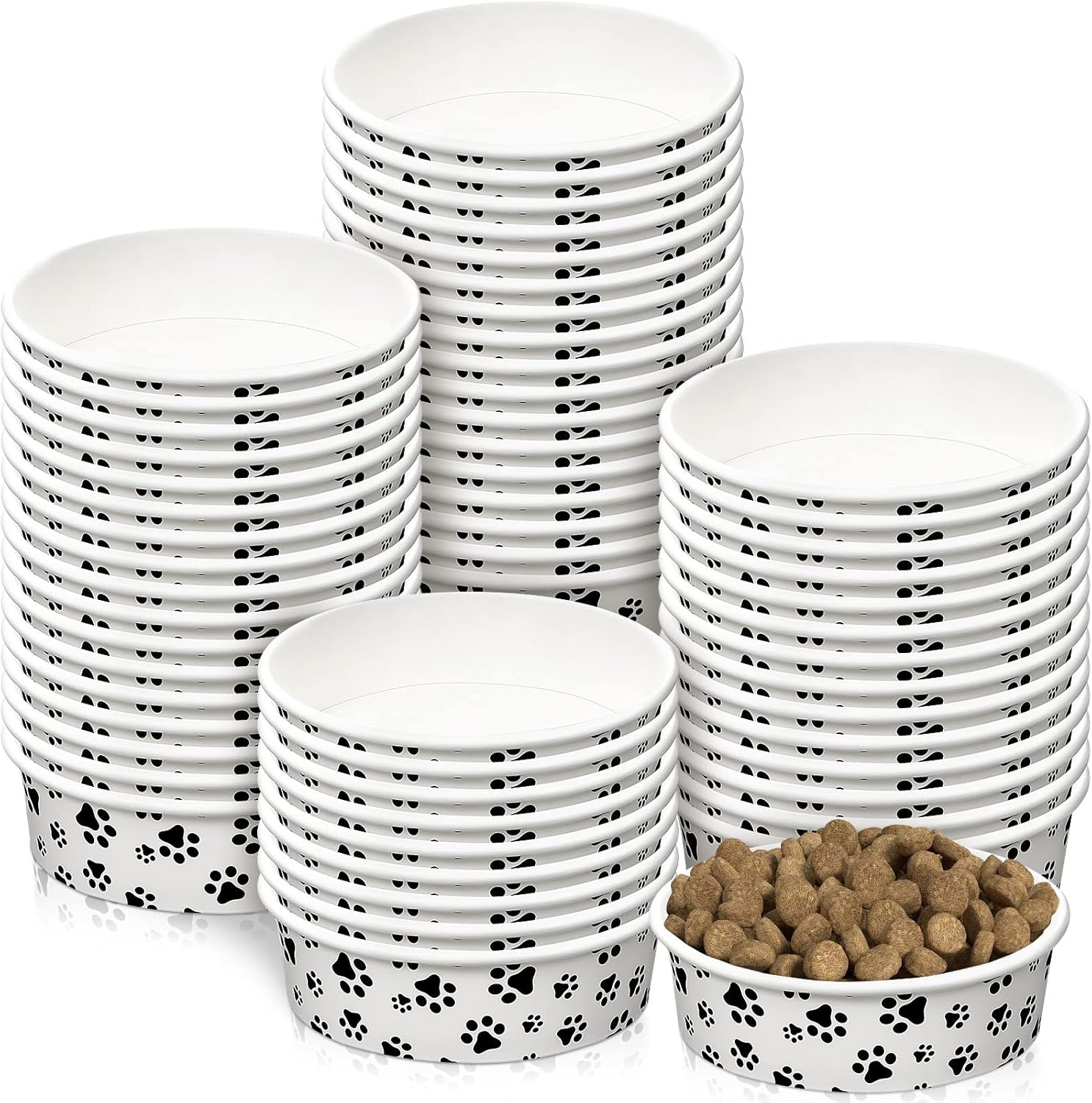 30 cuencos desechables para perros pequeños con platos impresos para perros pequeños, cuencos de comida para mascotas, cuencos de viaje para