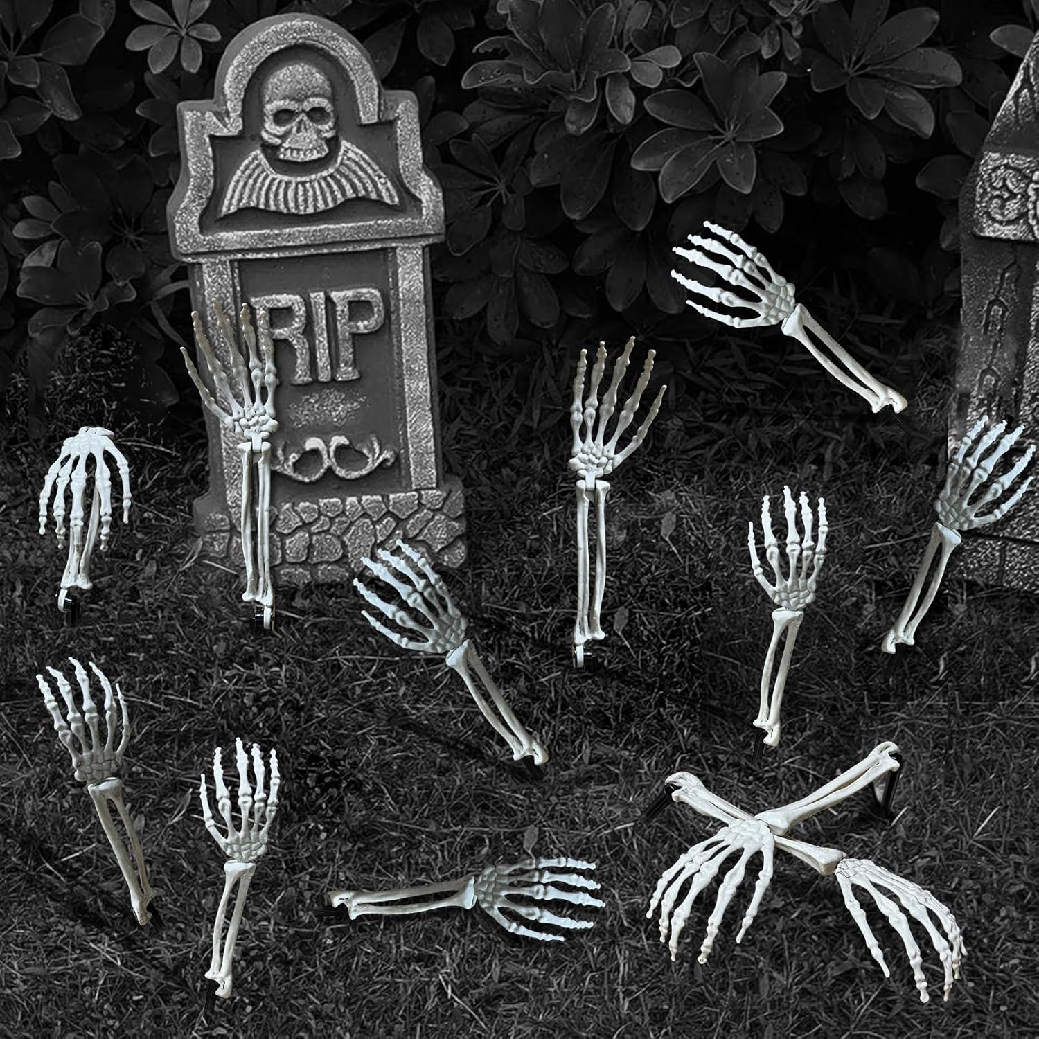 Estacas de brazo zombi de Halloween, estacas de esqueleto realistas, decoraciones de Halloween para estacas de césped, jardín, decoración de