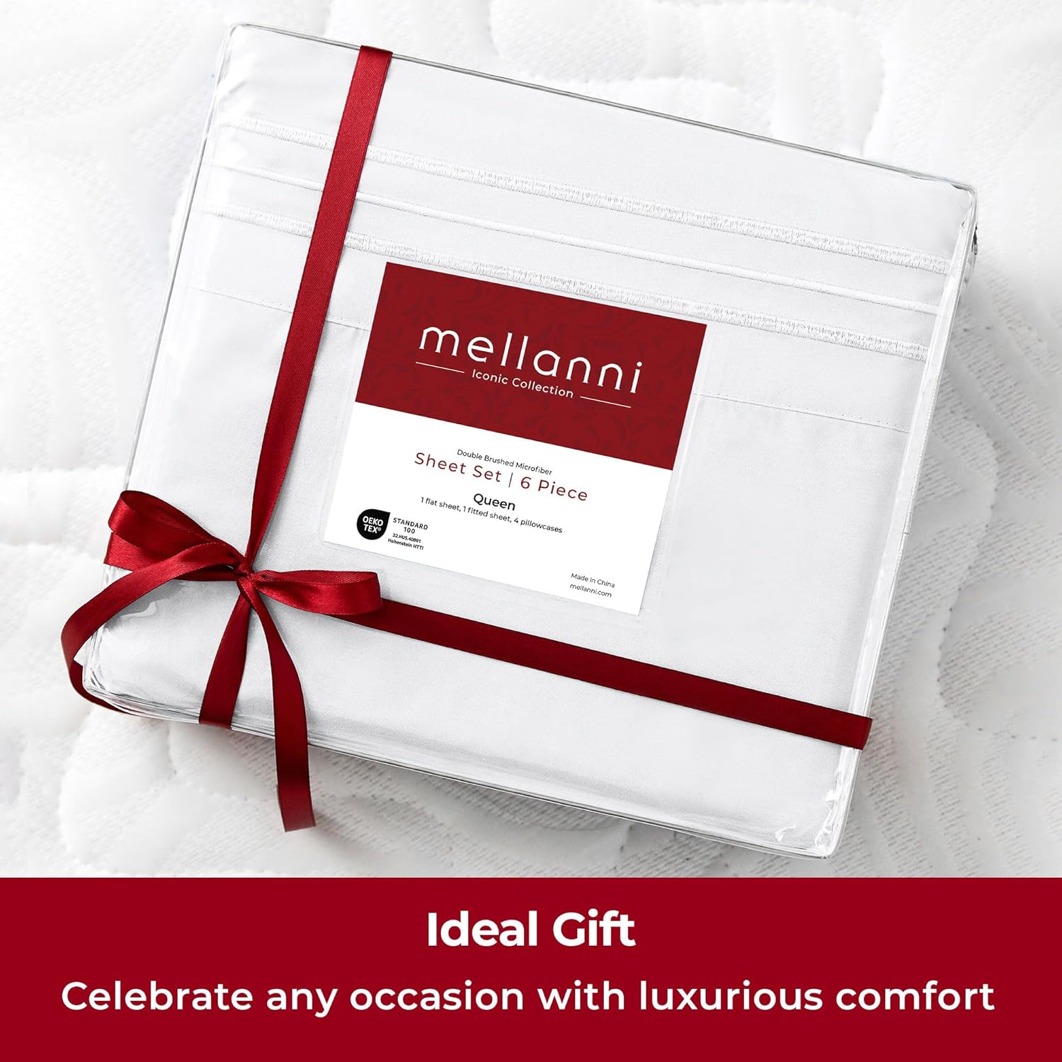 Mellanni Juego de sábanas y fundas de almohada de 6 piezas de la colección icónica de California King, lujosas, suaves y refrescantes, bolsillo