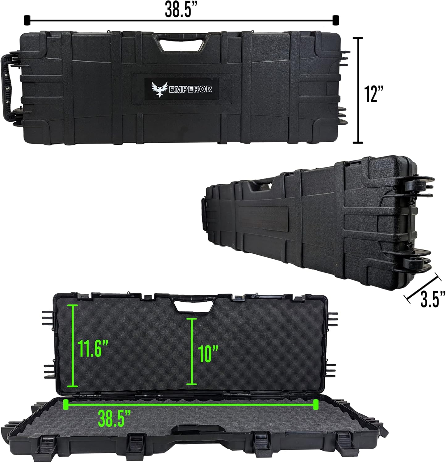 My Holster 38.5 “Hard Rifle Gun Case, Caja de almacenamiento larga con bloqueo, estuche de viaje de plástico, equipaje protector con inserto de