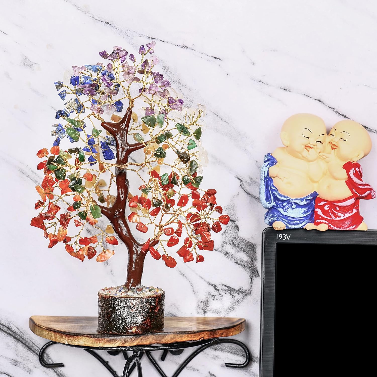Árbol de 7 chakras, árbol de la vida de cristal, decoración de habitación astética, árbol de Feng Shui, piedras de chakras, cristales y piedras,