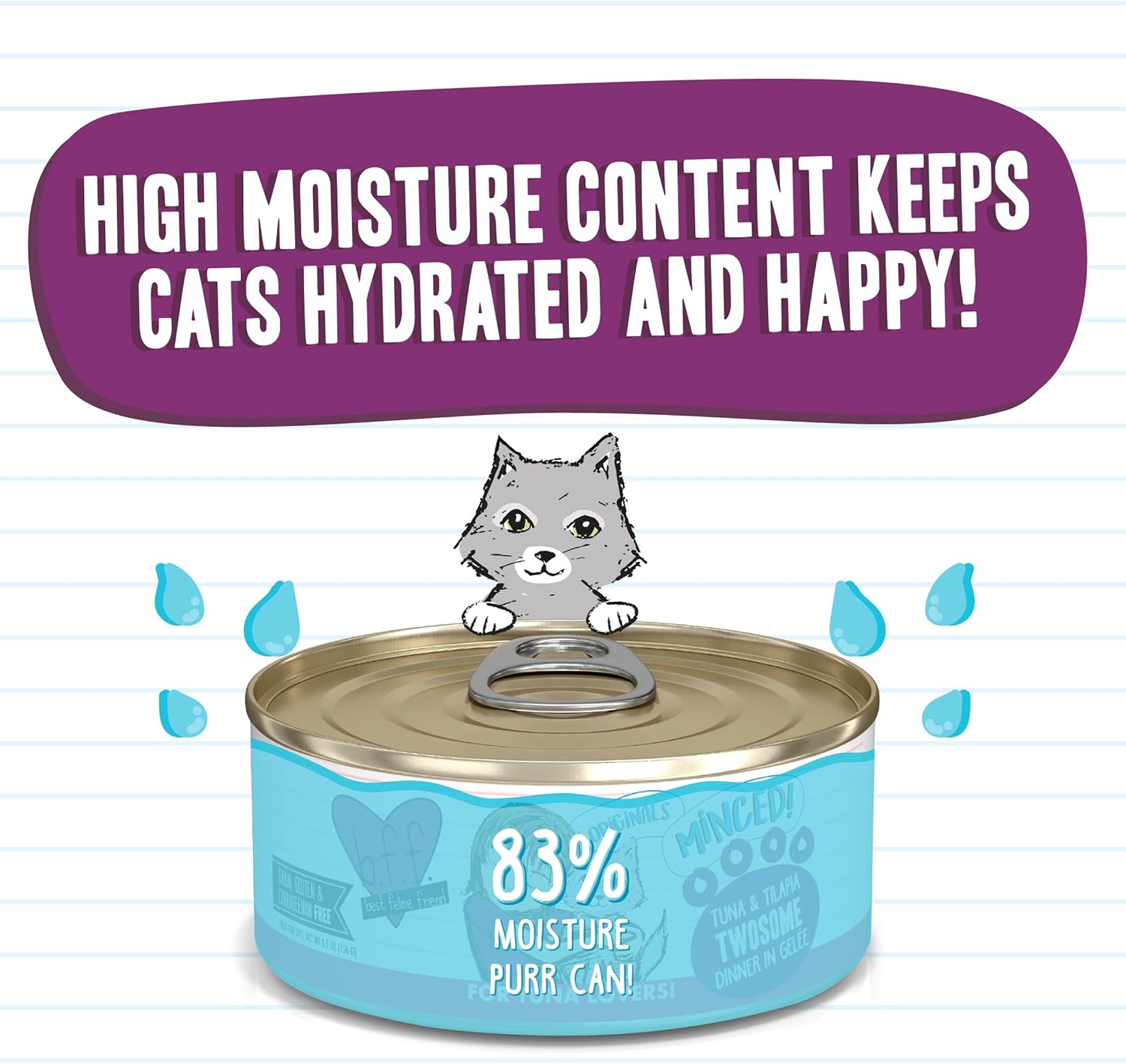 Weruva Best Feline Friend (B.F.F.) Twosome de atún y tilapia con atún y tilapia en gelée para gatos, lata de 5.5 onzas (paquete de 24)