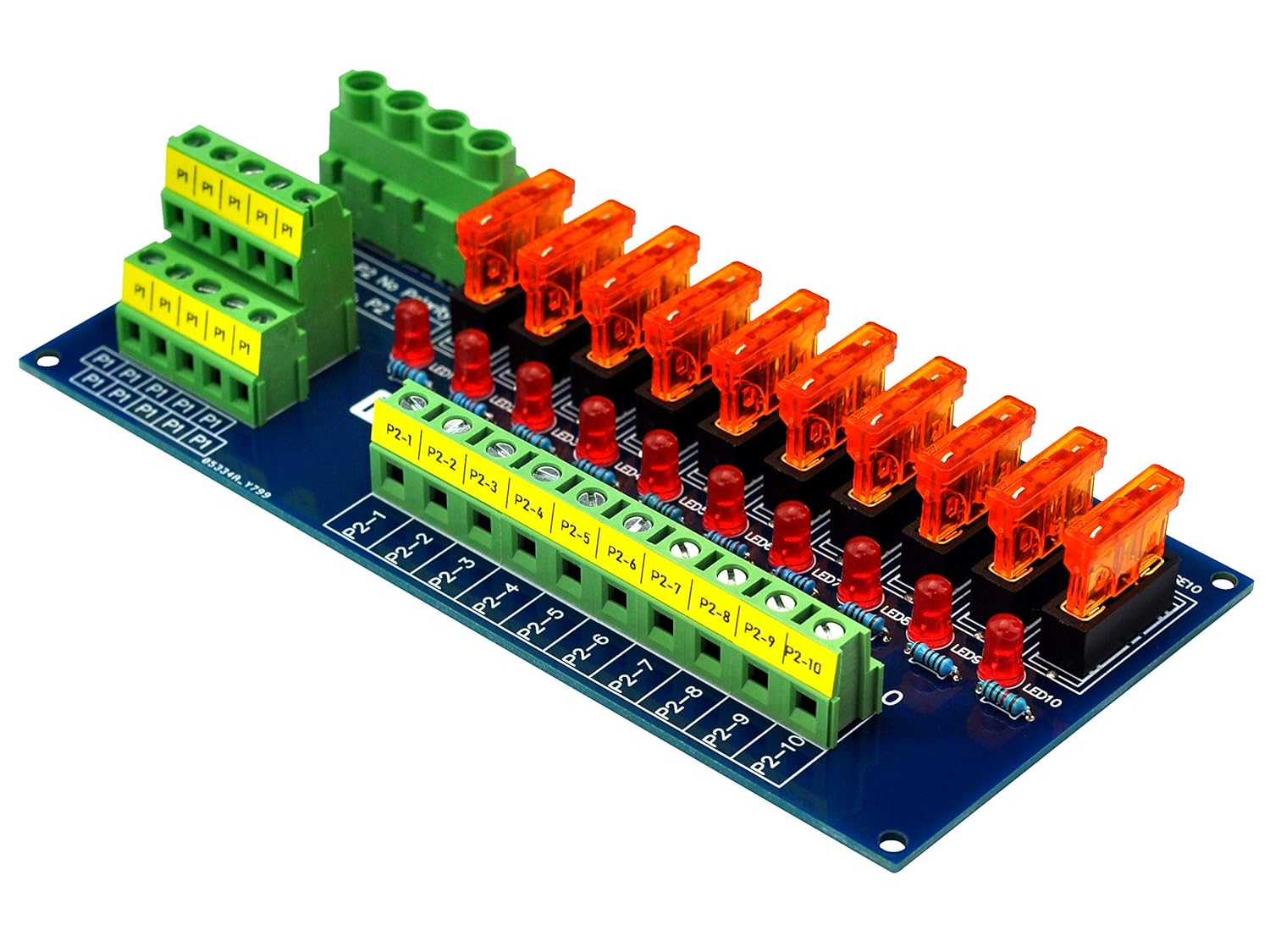 Placa de módulo de fusible de distribución de energía de 10 posiciones para montaje de tornillo, para 5 a 32V