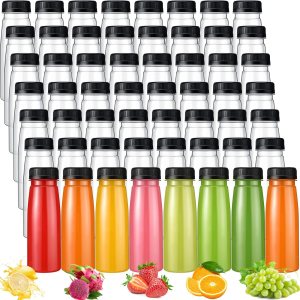 Tanlade 100 botellas de plástico para jugos con tapas, recipientes transparentes reutilizables para bebidas, botellas vacías para jugos caseros, Tanlade 100 botellas de plástico para jugos con tapas, recipientes transparentes reutilizables para bebidas, botellas vacías para jugos caseros,