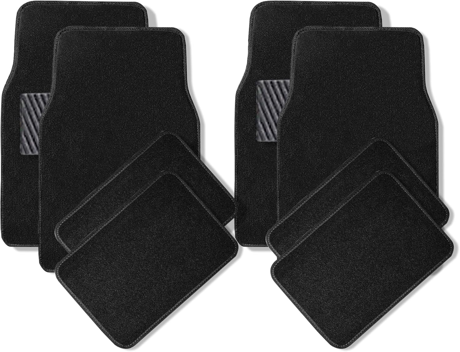 Zone Tech – Tapetes para todo tipo de clima, 8 piezas, color negro, de alta calidad, almohadilla de talón de vinilo para protección adicional,