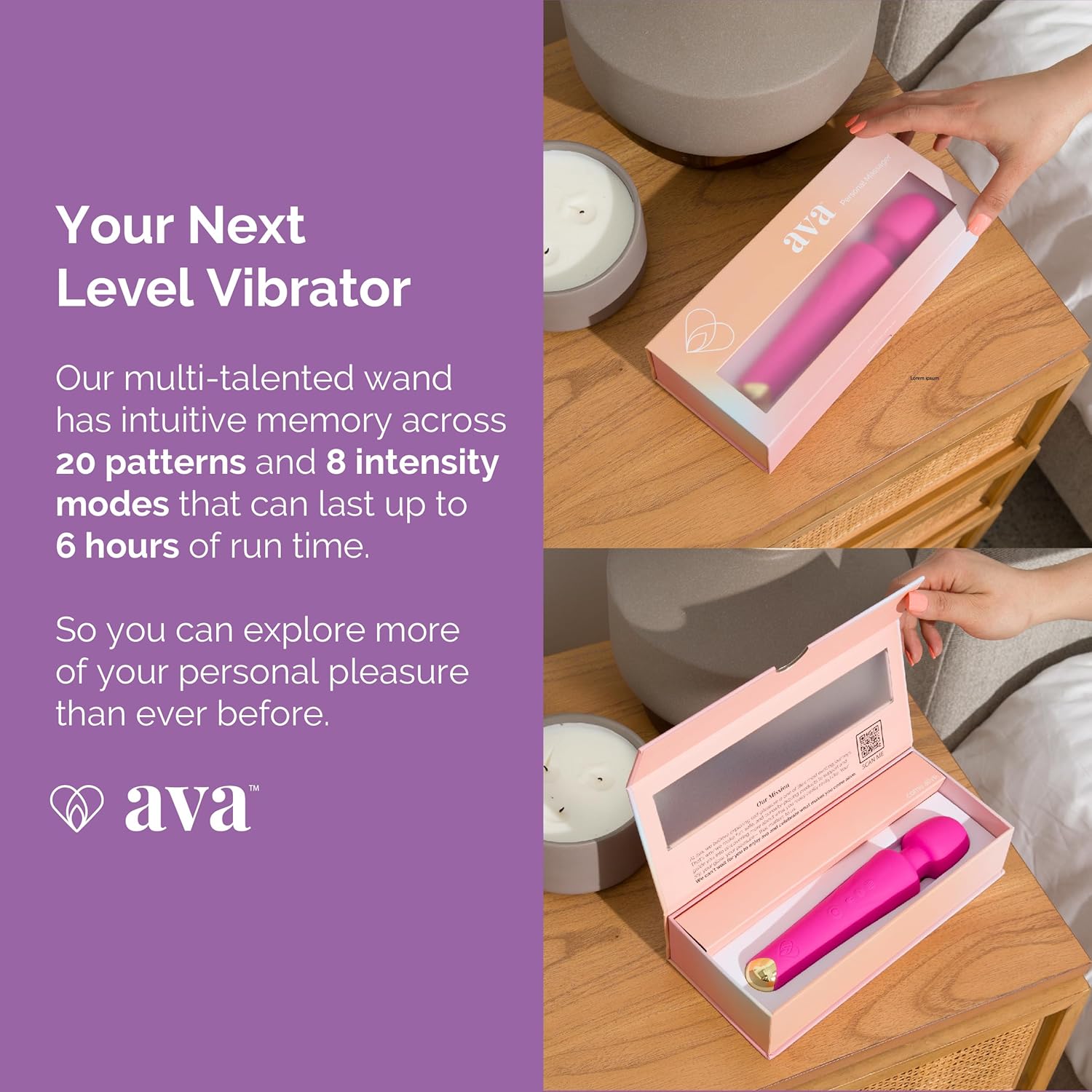 Ava Vibrador de varita sexual vibrador estimulador de clítoris Vibrador para mujer  Juguete sexual  Regalos para mujeres  20 patrones y 8