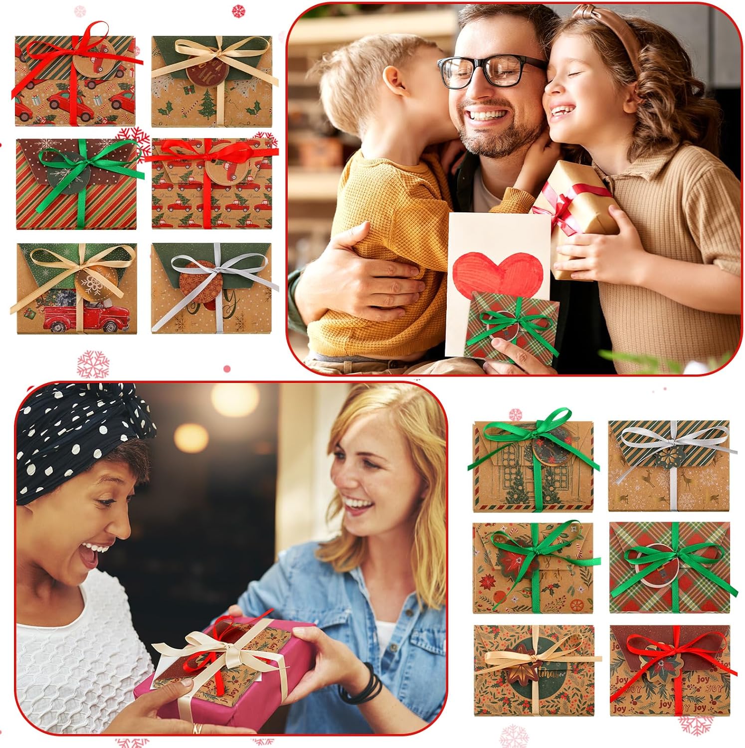 Yeaqee 60 juegos de cajas de tarjetas de regalo de Navidad, cartón, soporte para tarjetas de regalo de Navidad, cajas de regalo de Navidad, caja de