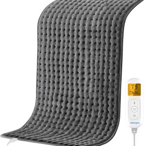 ATASA Almohadilla térmica para aliviar el dolor de espalda, almohadillas térmicas eléctricas extragrandes de 17 x 33 pulgadas con 9 niveles de ATASA Almohadilla térmica para aliviar el dolor de espalda, almohadillas térmicas eléctricas extragrandes de 17 x 33 pulgadas con 9 niveles de