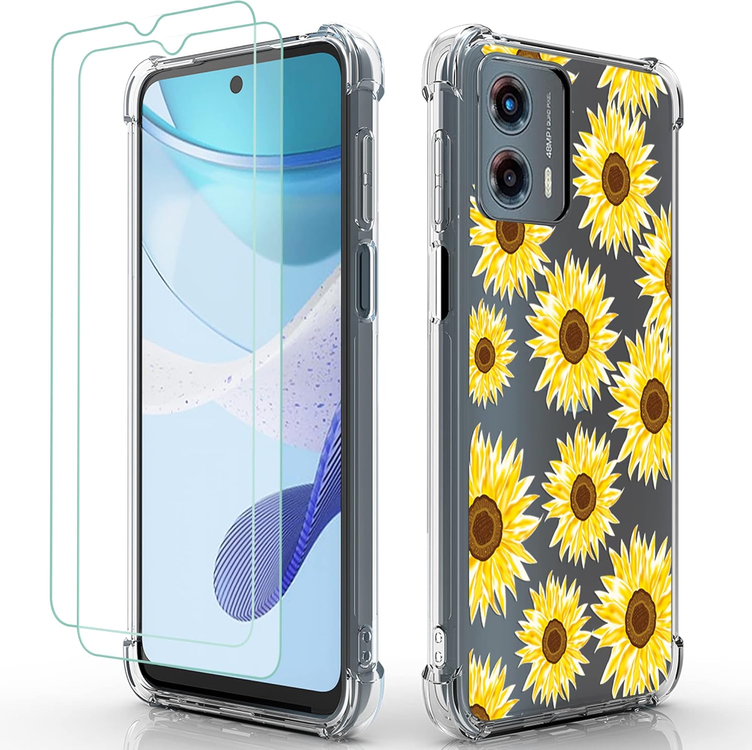 Osophter Funda para Moto G 5G 2023, Motorola G 5G 2023 para mujeres y niñas, diseño floral con protector de pantalla, absorción de golpes, funda de