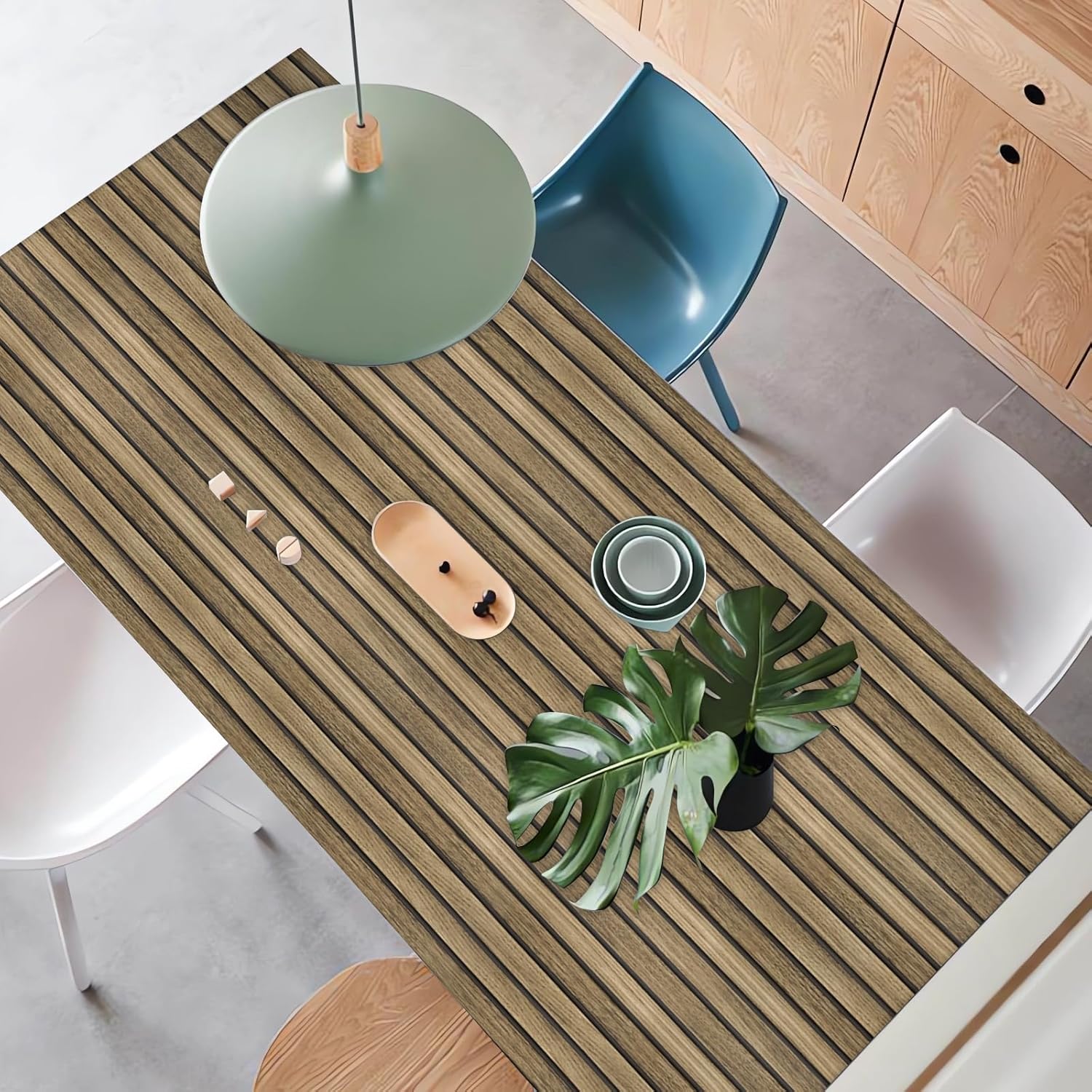 ConCus-T Papel tapiz de listones de madera, papel de contacto de madera sintética, autoadhesivo, extraíble, color marrón, para decoración de pared,