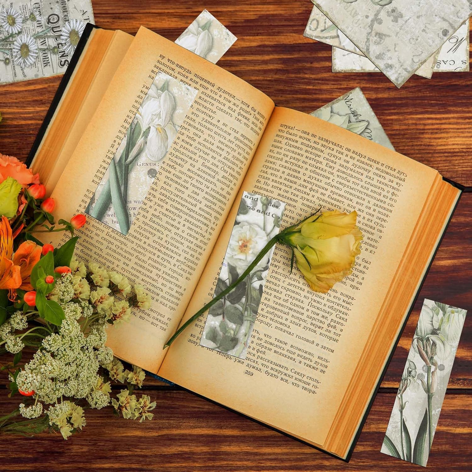 16 hojas de suministros de papel vintage para álbumes de recortes, 4 x 5.7 pulgadas, patrón botánico, papel decorativo para manualidades, papel