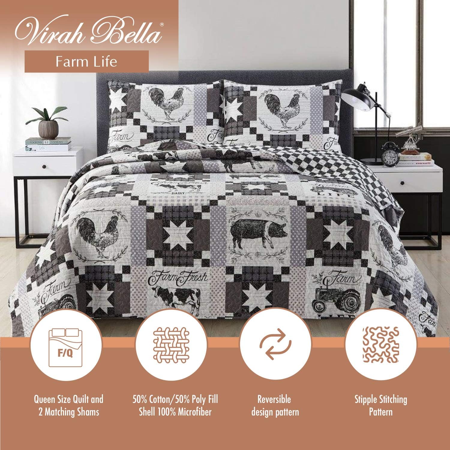 Virah Bella Lodge – Juego de ropa de cama de 8 piezas