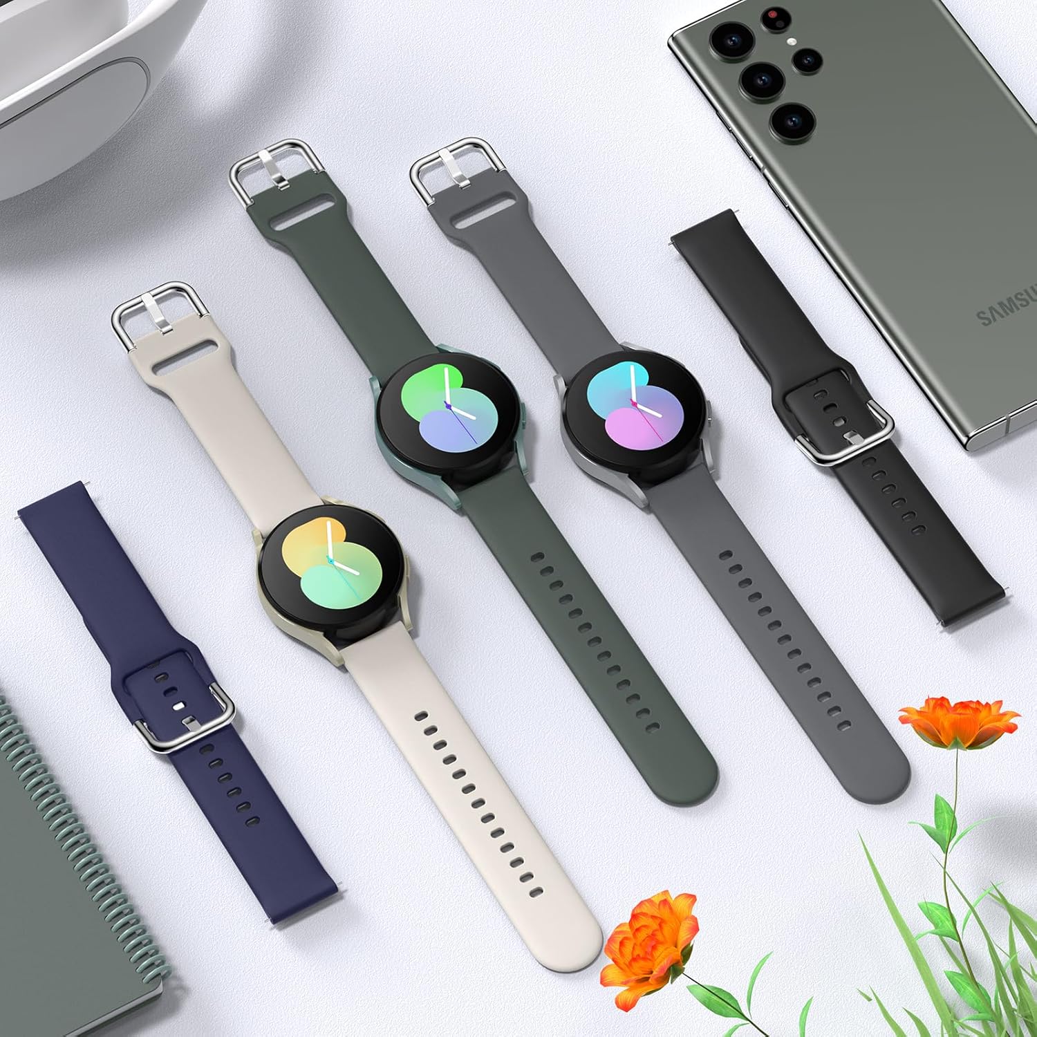 iFuntec Paquete de 6 correas compatibles con Samsung Galaxy Watch 654 1.575 in 1.732 inWatch 5 Pro 1.772 inGalaxy Watch 4 Classic 1.654 in 1.811 in