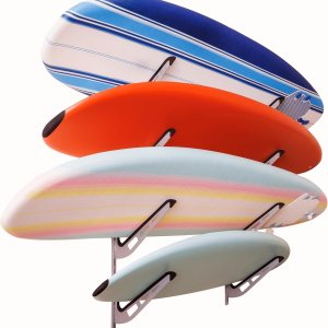 SteelChimp Estante de pared para tablas de surf Estante horizontal de 4 niveles Diseño de montaje de brazo pendiente de patente antibalanceada SteelChimp Estante de pared para tablas de surf Estante horizontal de 4 niveles Diseño de montaje de brazo pendiente de patente antibalanceada