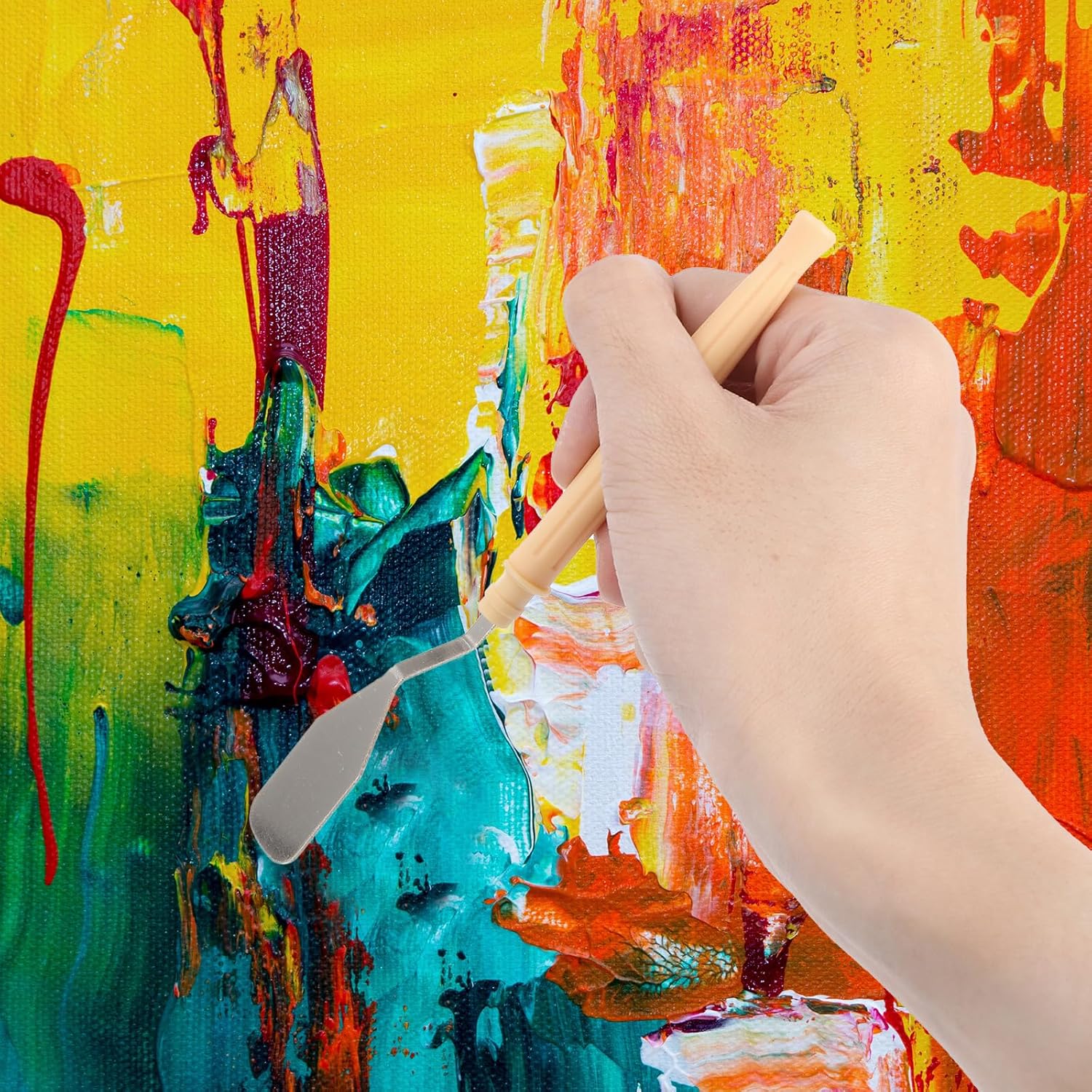 Gadpiparty espátula de acero inoxidable espátula para pintura al óleo acrílico mezcla de color artista herramientas de arte suministros espátula de