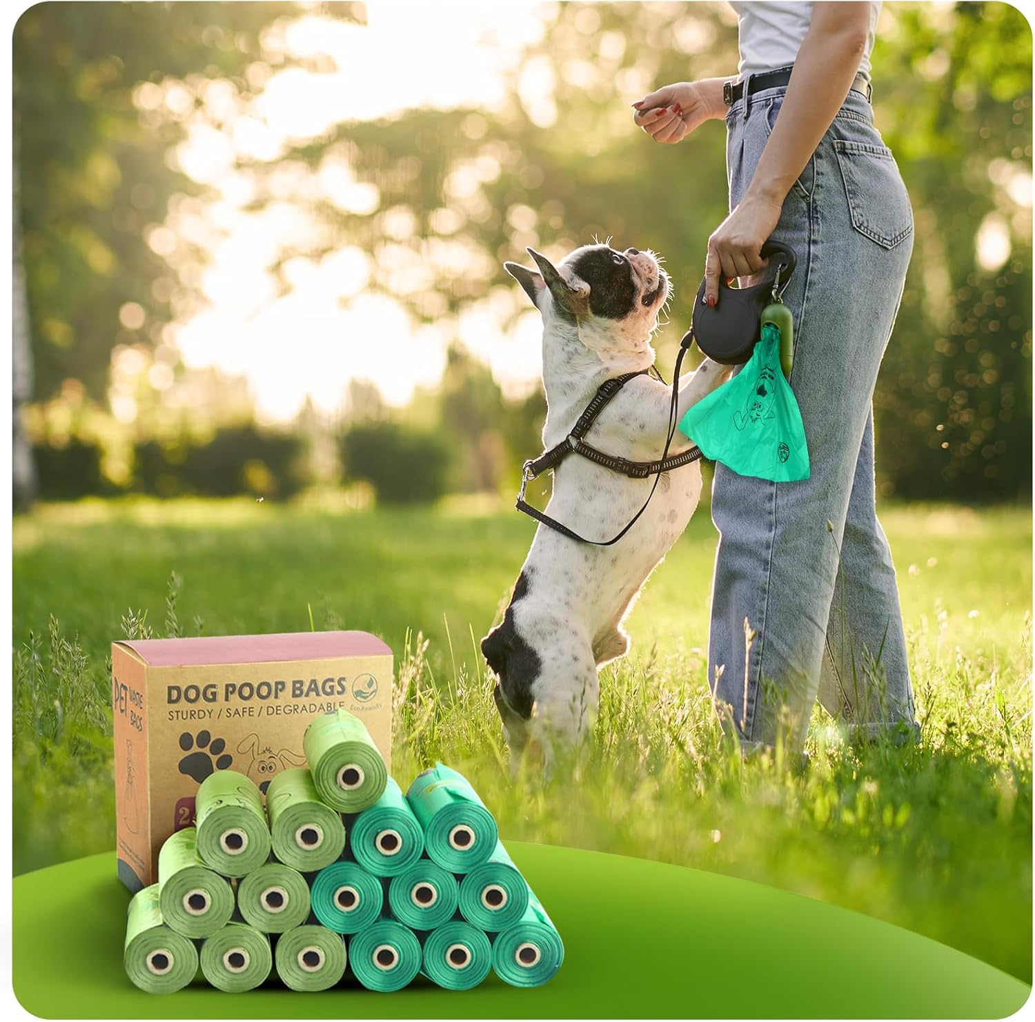 Bolsas para excrementos de perro con 16 rollos, bolsa de basura a prueba de fugas para perro, bolsas extra gruesas para cachorros, bolsas de