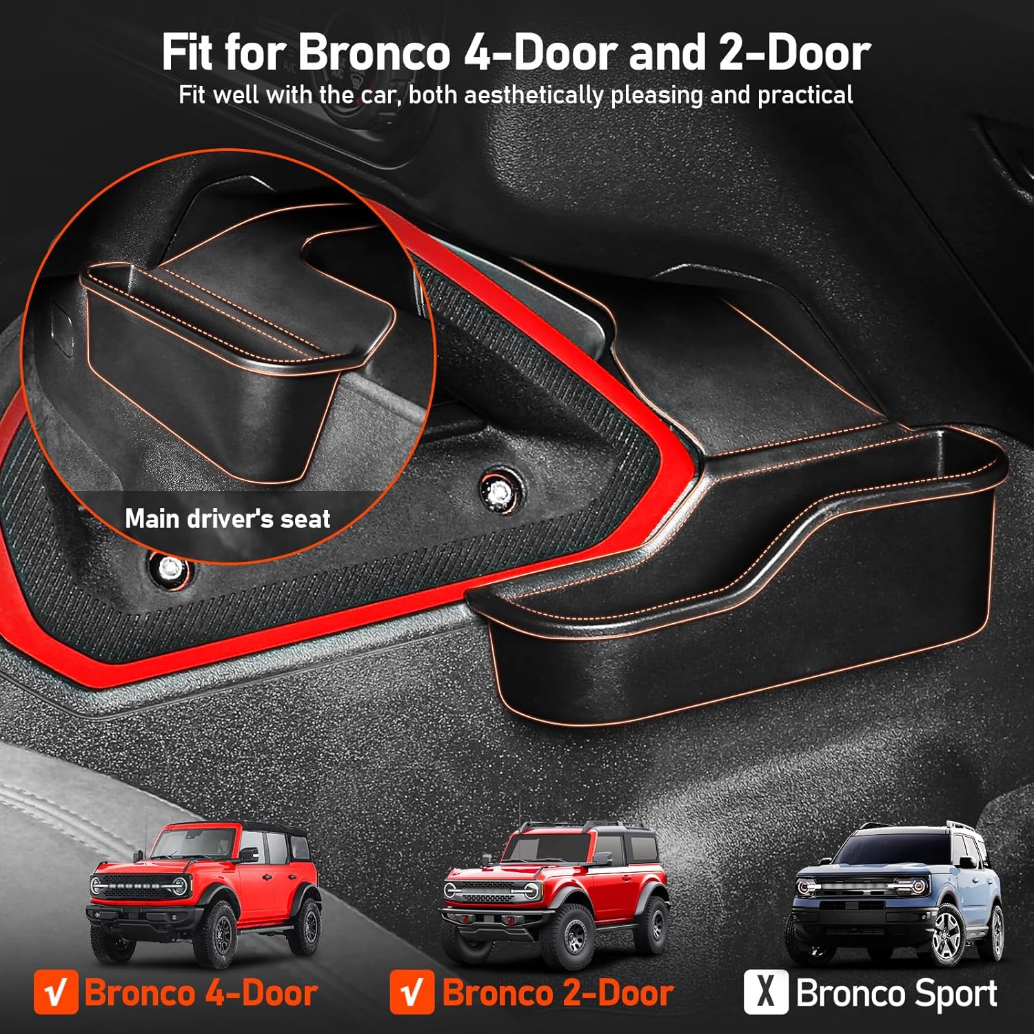 Caja de almacenamiento para palanca de cambios de consola central compatible con Ford Bronco 2021 2022 2023, organizador de consola central, bandeja