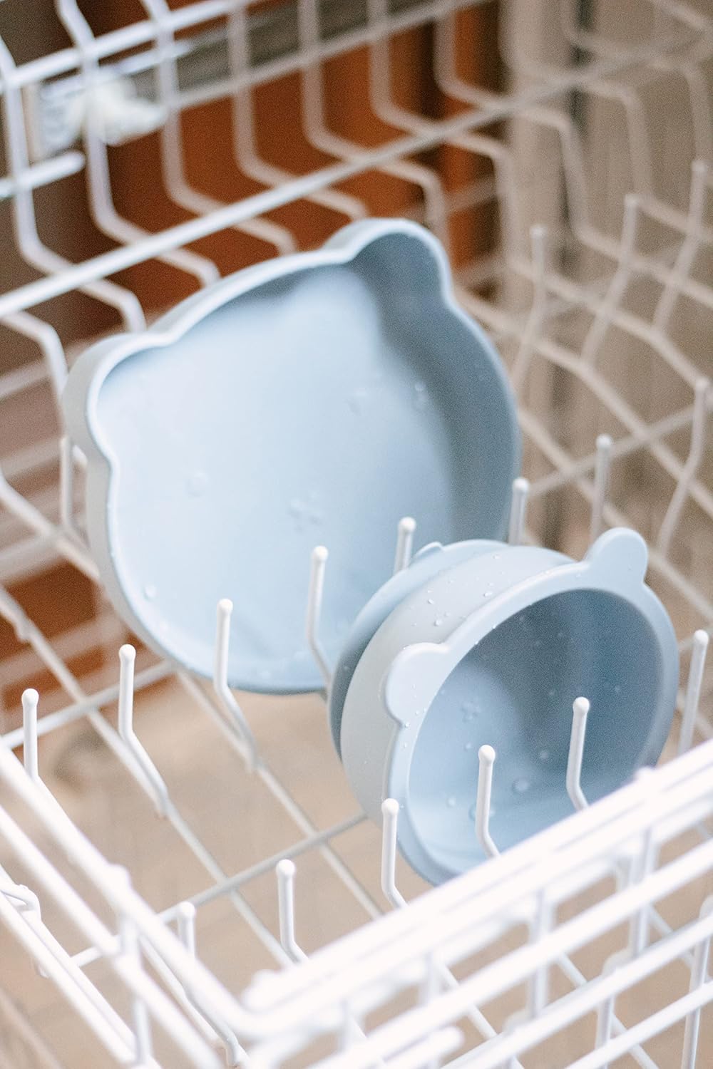 Plato de succión de silicona para niños, cuenco de succión y cucharas para bebés, sin BPA (salvia)