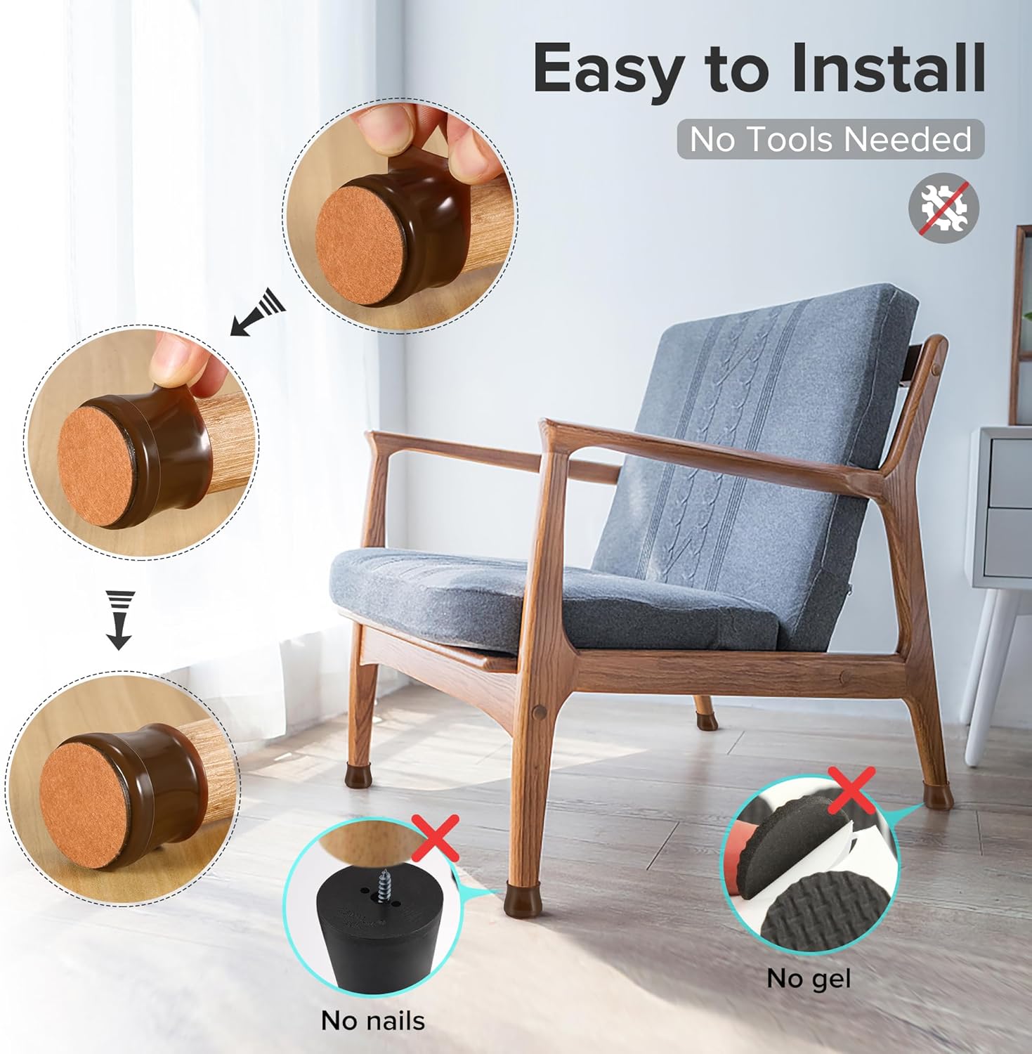 24 protectores de suelo de silicona mejorados para patas de silla para suelos de madera dura, deslizadores de muebles para patas de silla,