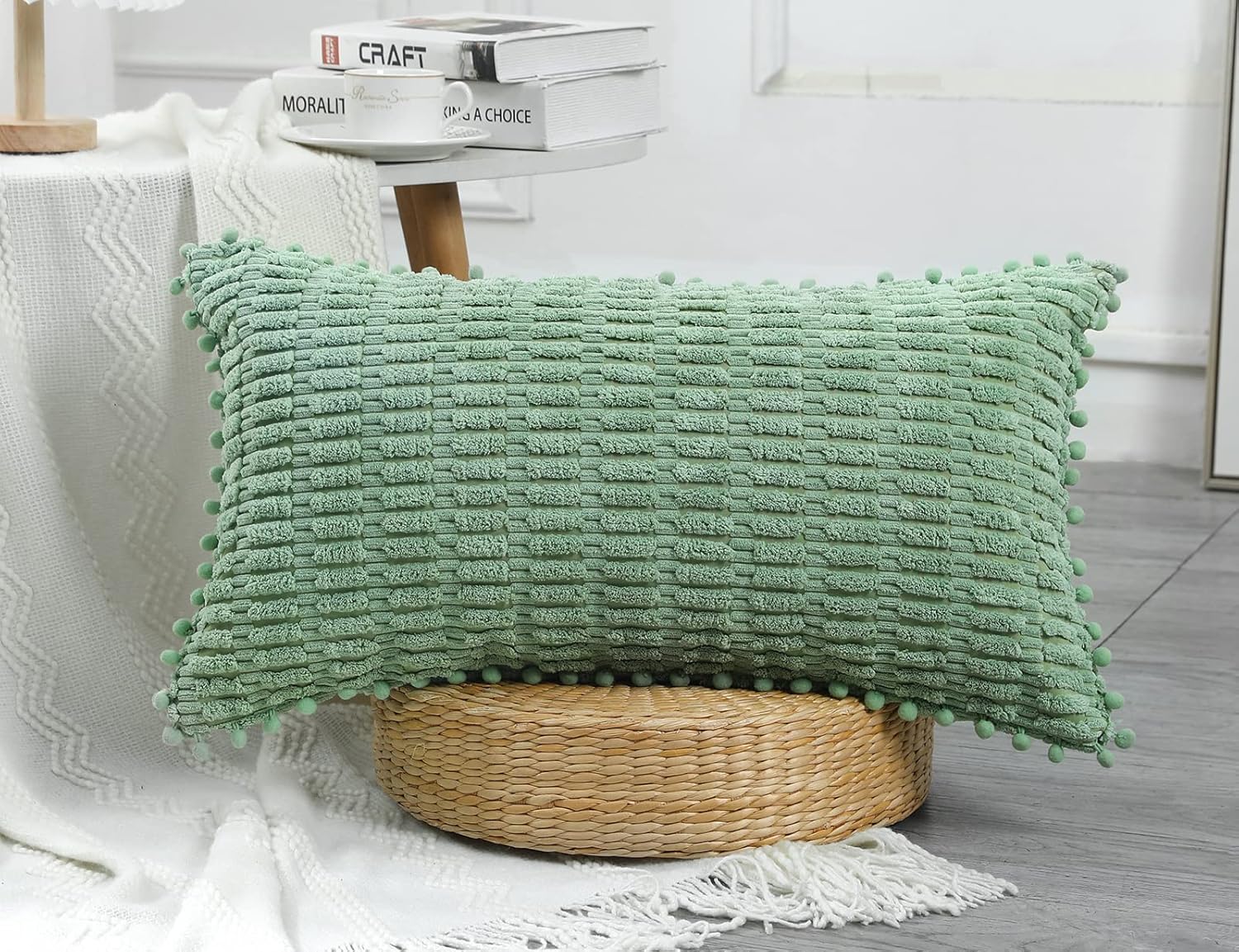 PANOD Funda decorativa larga de almohada lumbar de 14 x 26 pulgadas, bohemia, súper suave y afelpada, funda de almohada larga y larga rectangular