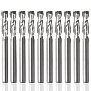 Yakamoz Broca de enrutador en espiral, 10 piezas de 18 de pulgada de carburo de carburo CNC, cortador de fresado de extremo plano, 2 flautas, brocas Yakamoz Broca de enrutador en espiral, 10 piezas de 18 de pulgada de carburo de carburo CNC, cortador de fresado de extremo plano, 2 flautas, brocas