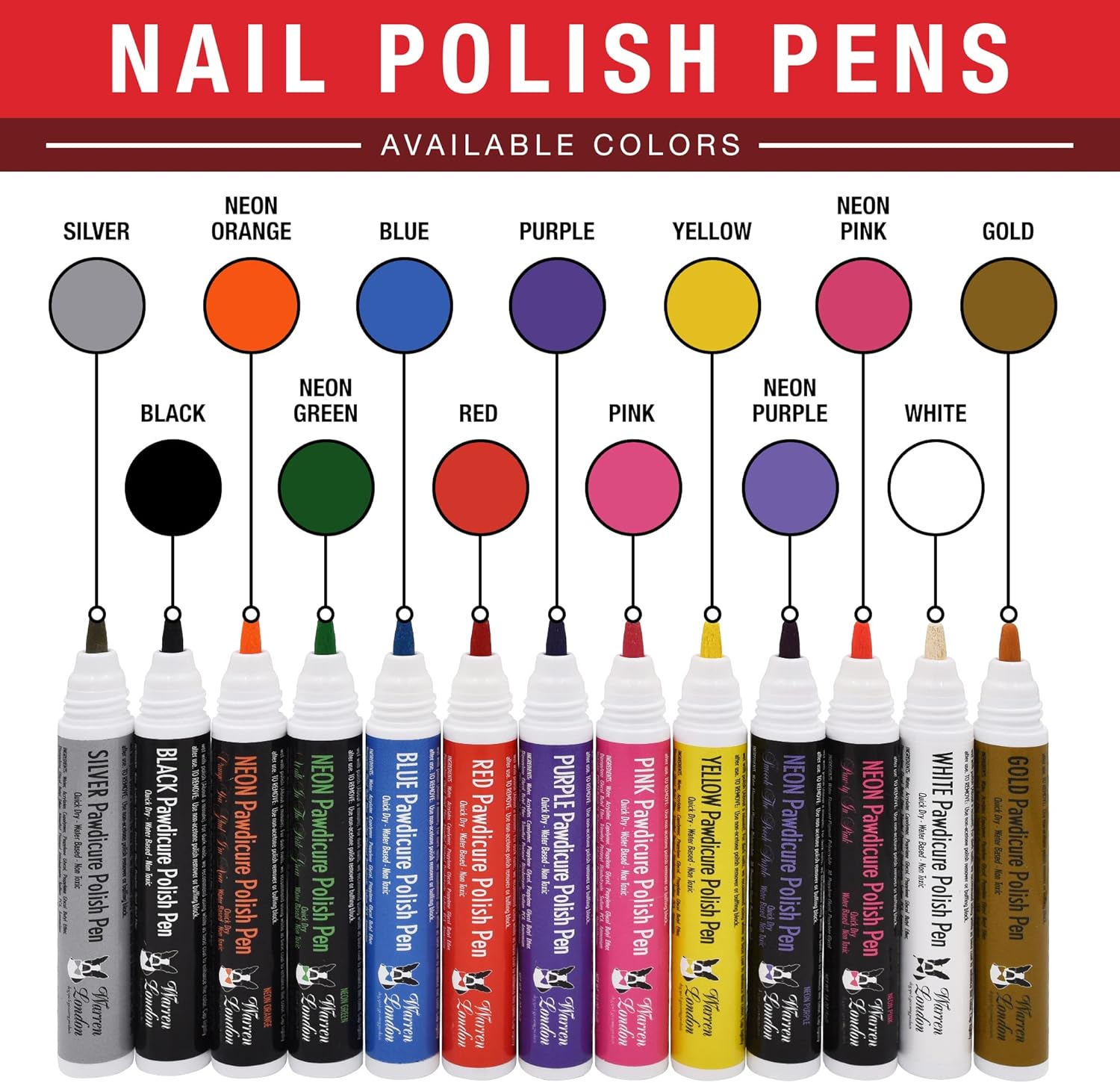 Lápiz de pedicura Warren London Pawdicure, esmalte de uñas para perro, paquete de de 1, Azul