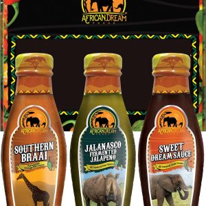 African Dream Foods Paquete de regalo de salsa picante Pimienta fantasma africana, chile ojo de pájaro, braai sureño, dulce sueño, limón y ajo African Dream Foods Paquete de regalo de salsa picante Pimienta fantasma africana, chile ojo de pájaro, braai sureño, dulce sueño, limón y ajo